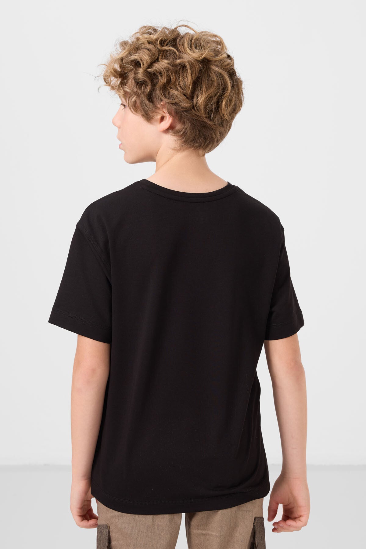 Black cotton soft-weave oversize printed T-shirt - 11285