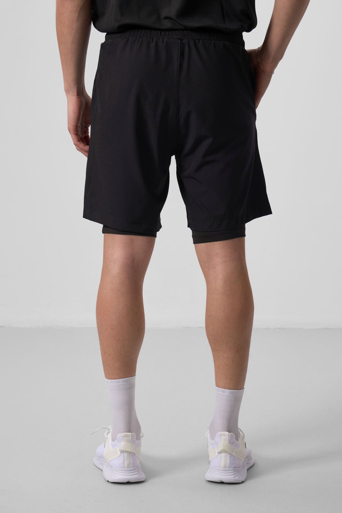 Black Polyester Thin Soft Standard Fit Men's Padded Shorts - 81287