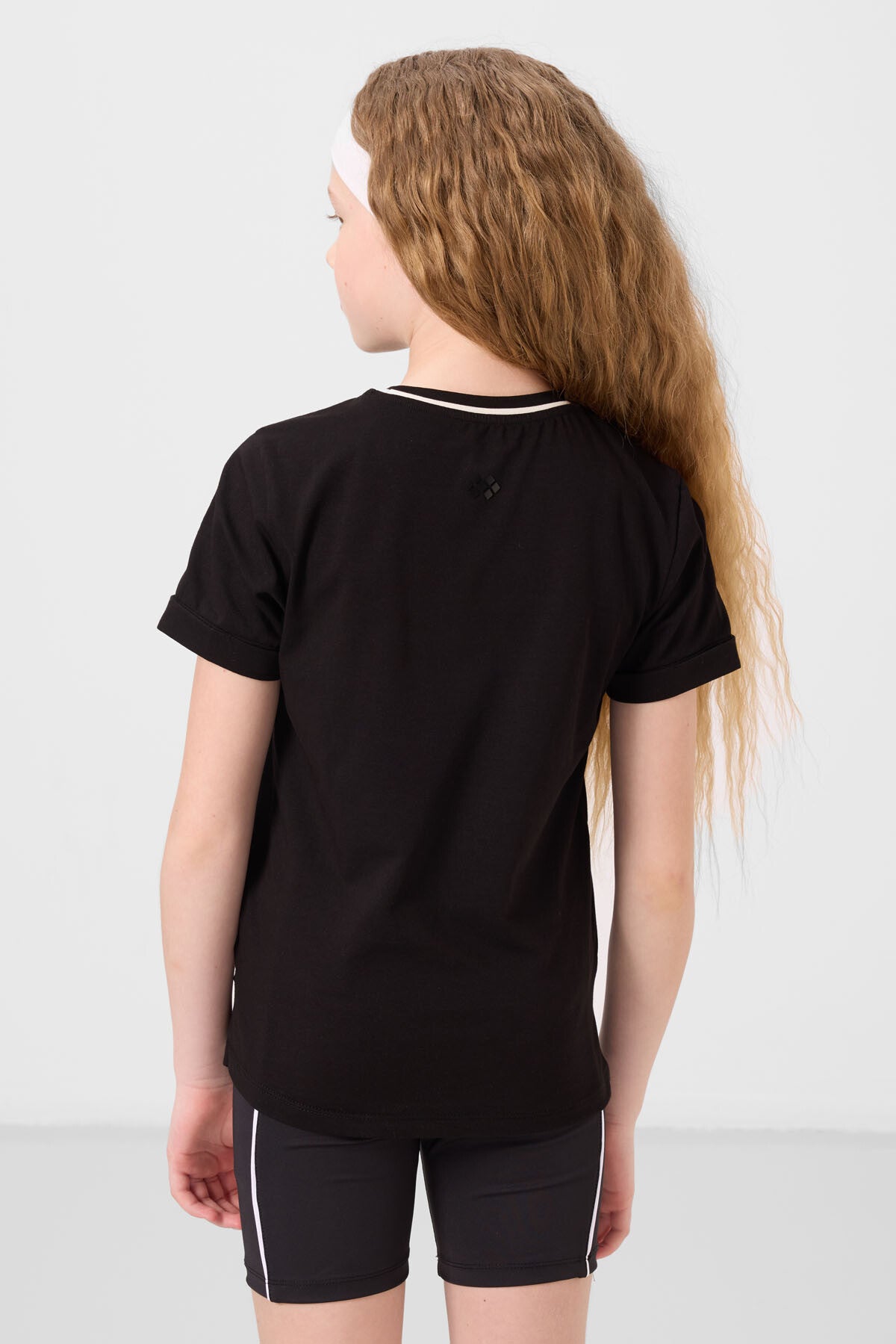 black cotton O Collar Standard Fit Basic T-Shirt - 75177