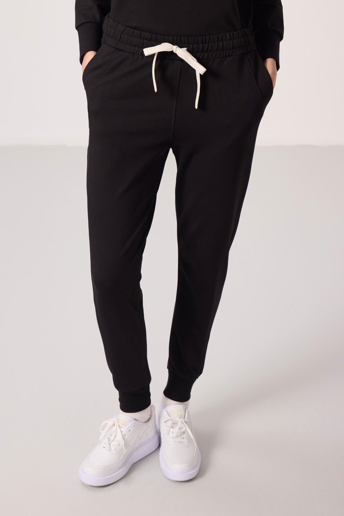 Black Hooded Oversize Women's Tracksuit Set - 95336