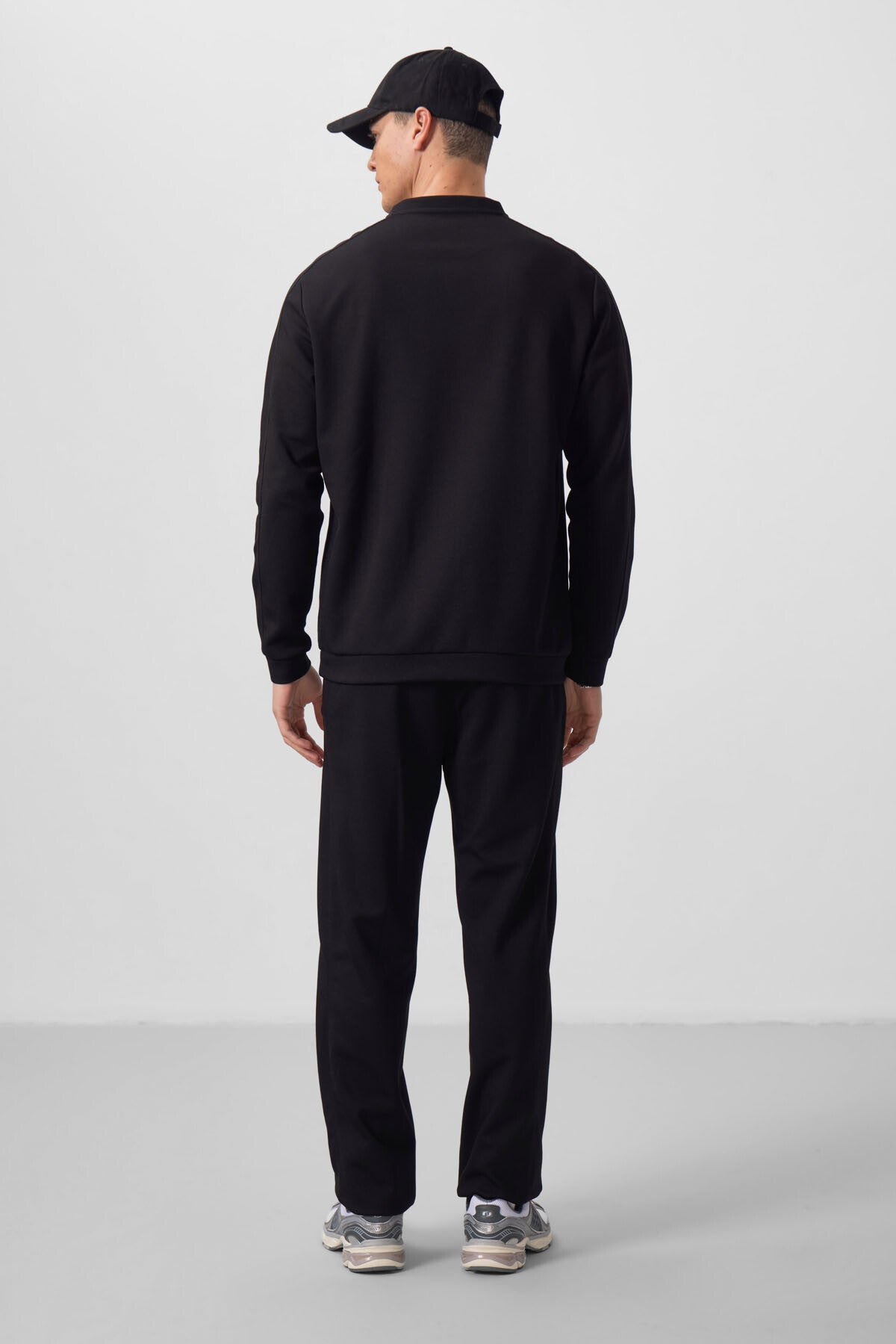 Black Textured Surface Oversize Men's Tracksuit Set - 85275