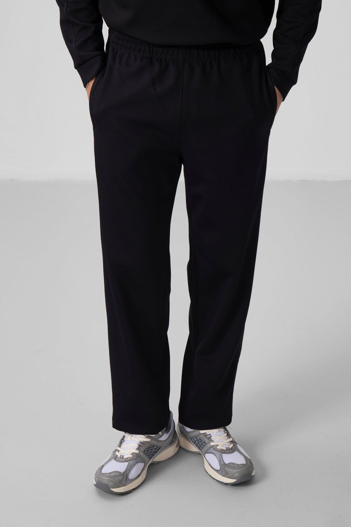 Black Textured Surface Oversize Men's Tracksuit Set - 85275