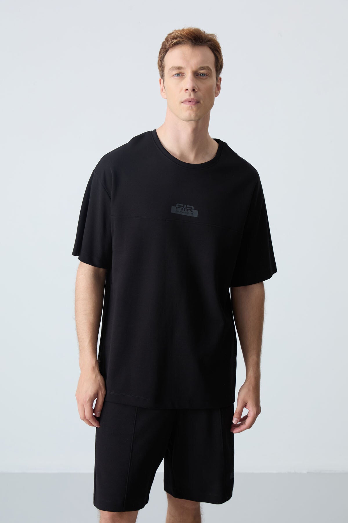 Black Cotton Thick Soft Textured Oversize Fit Basic Men's Shorts Set - 85259