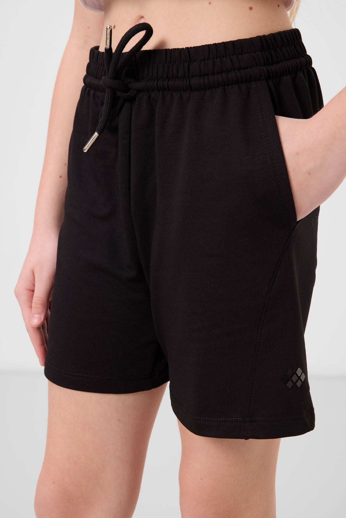 Black cotton soft Standard Fit Basic Girls Shorts Set - 75184