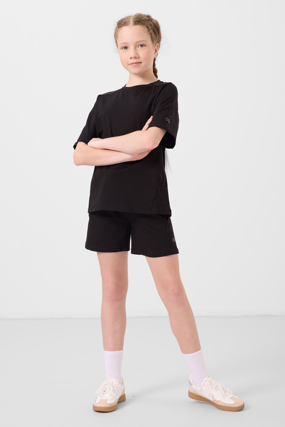 Black cotton soft Standard Fit Basic Girls Shorts Set - 75184