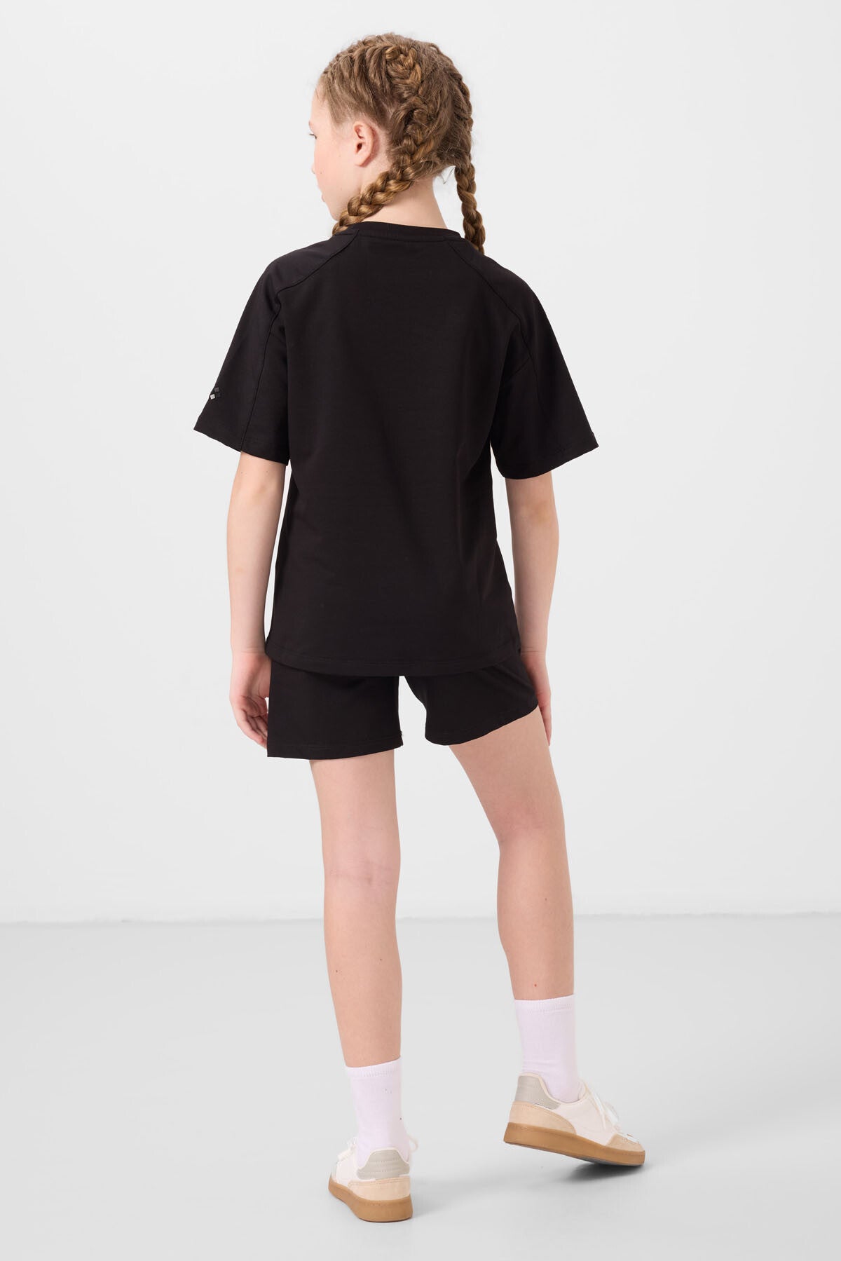 Black cotton soft Standard Fit Basic Girls Shorts Set - 75184
