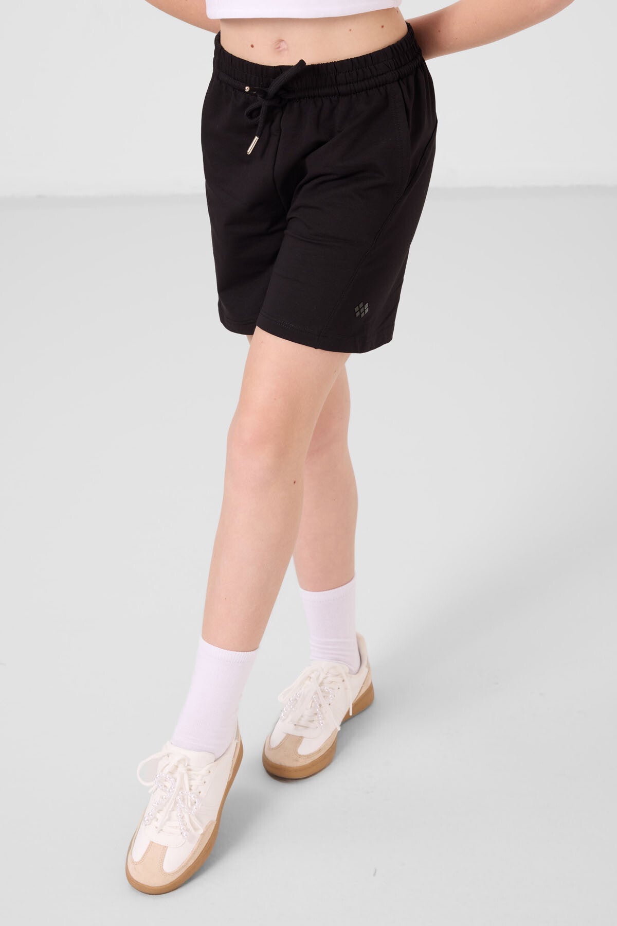 Black cotton soft Standard Fit Basic Girls Shorts Set - 75184