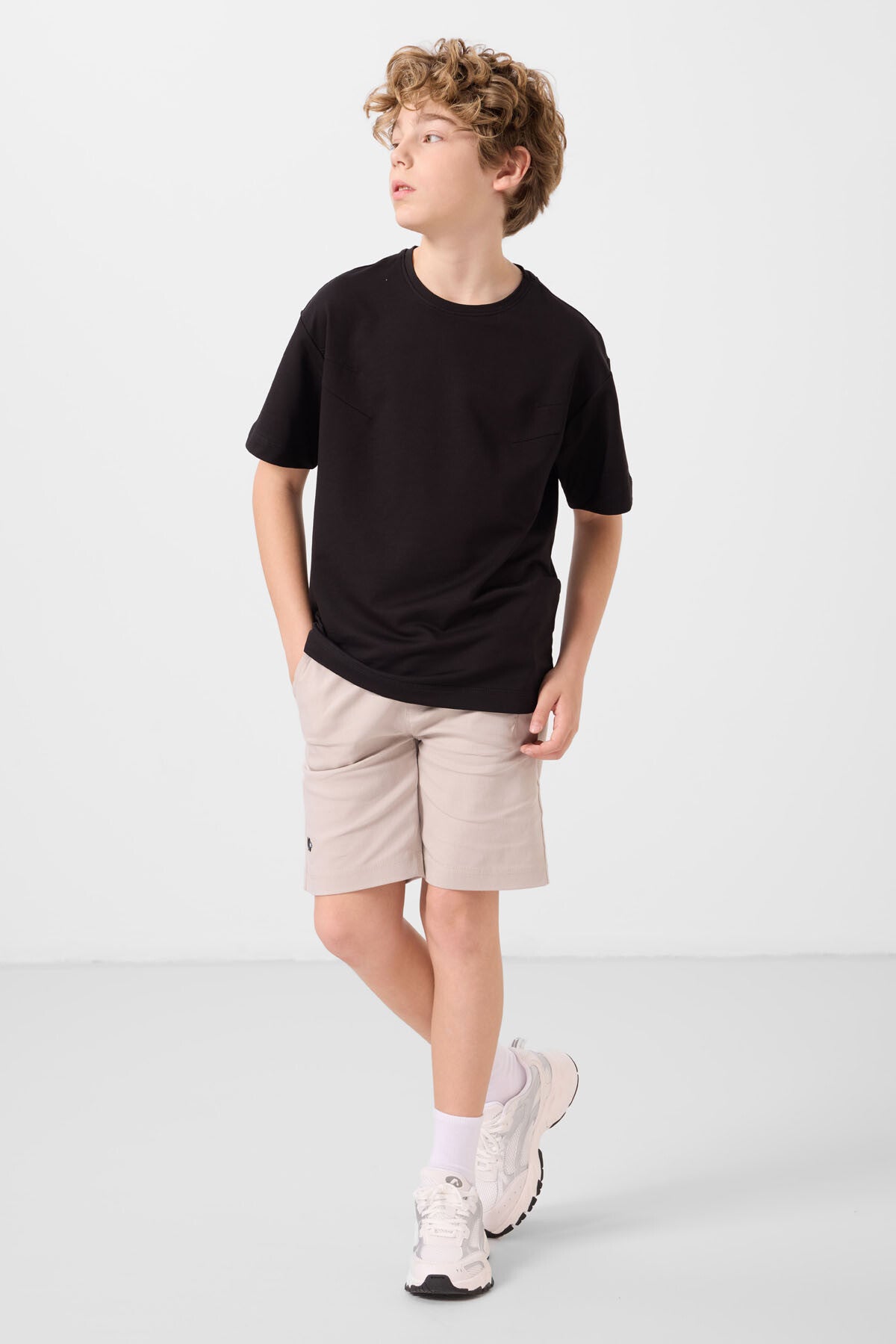 Black-Stone Cotton Oversize Fit Weaving Lightweight Flexible Chino Shorts Set - 11277