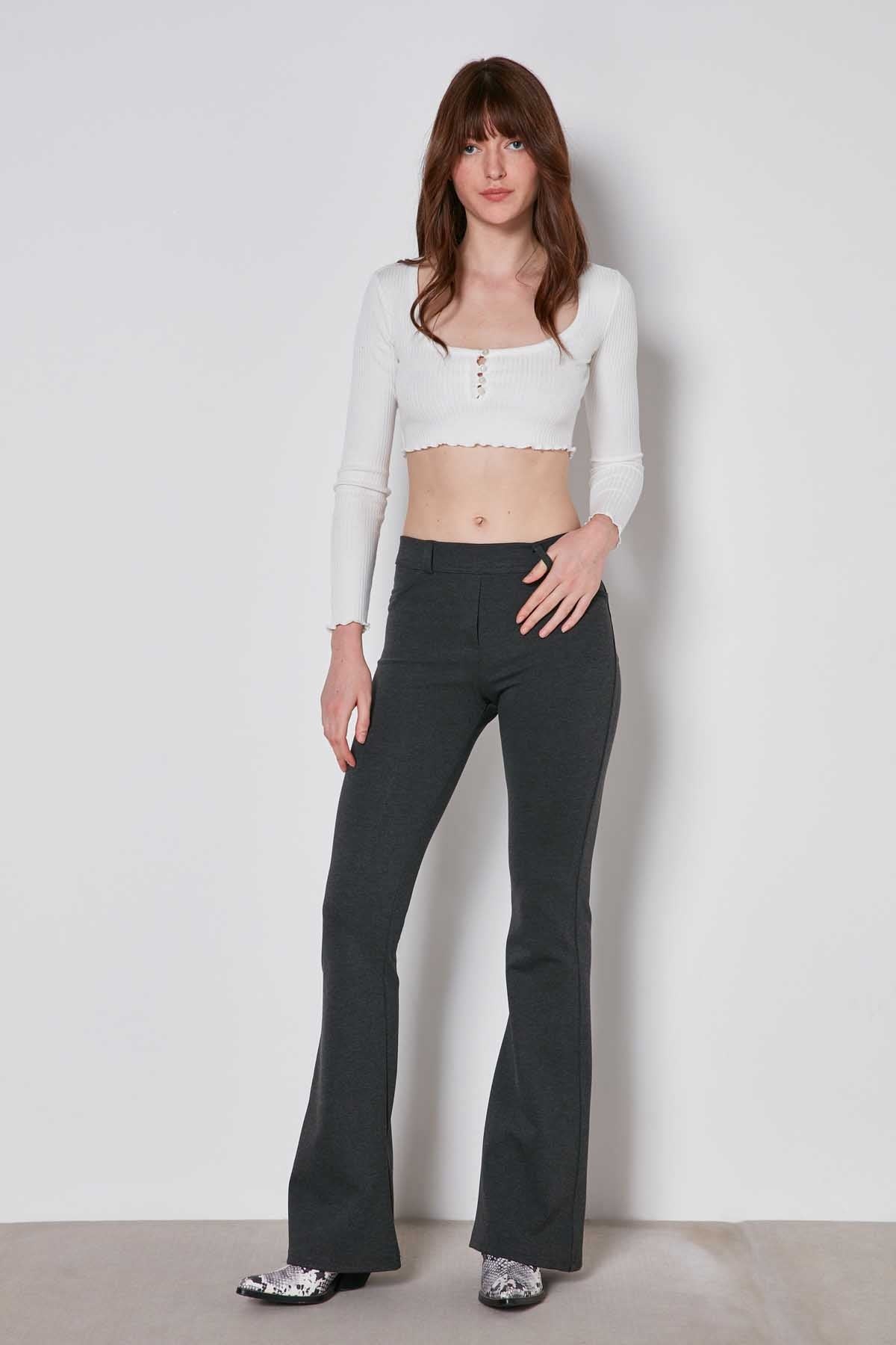 STRAIGHT FIT CROP TROUSERS