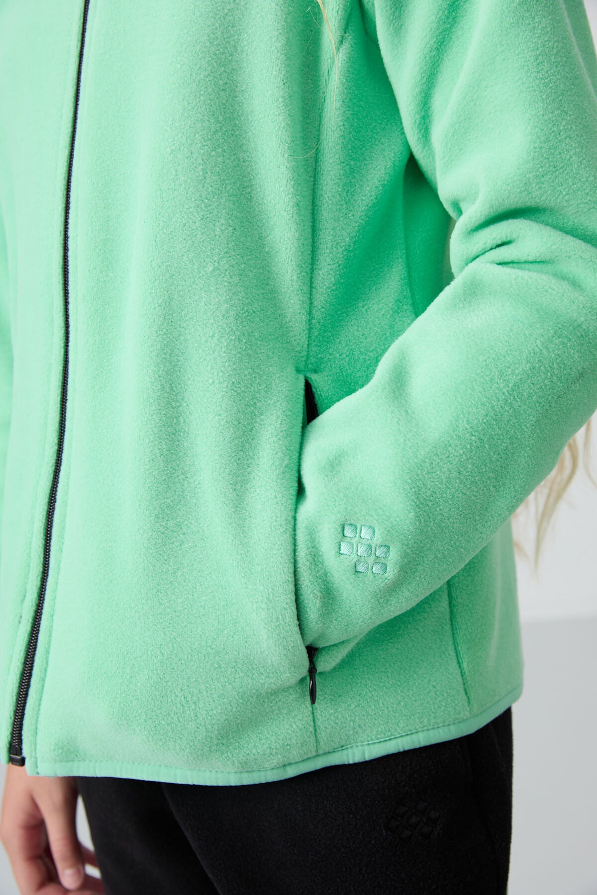 Forest Green Thick Soft Textured Standard Fit Embroidered Fleece Girls' Sweatshirt - 75154
