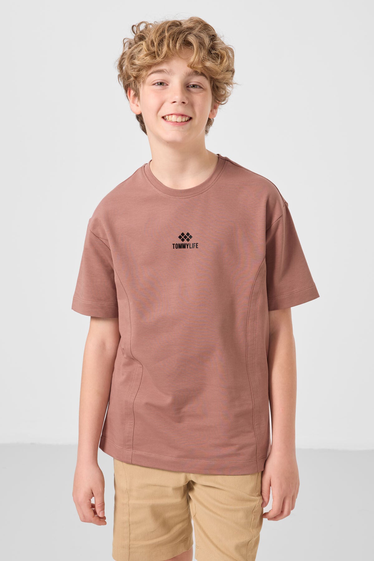 Cinnamon-dark beige cotton oversized fit woven lightweight flexible chino shorts set - 11276