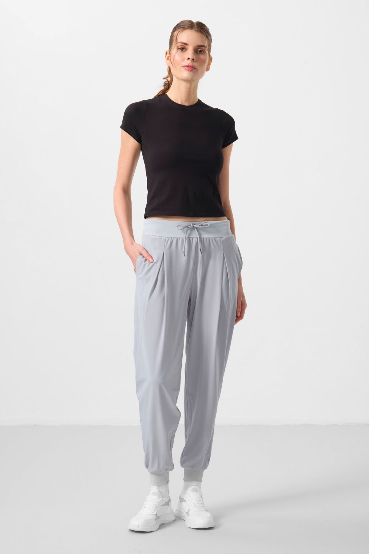 Stone Polyester Pocketed Standard Mold Women's Trousers - 94677