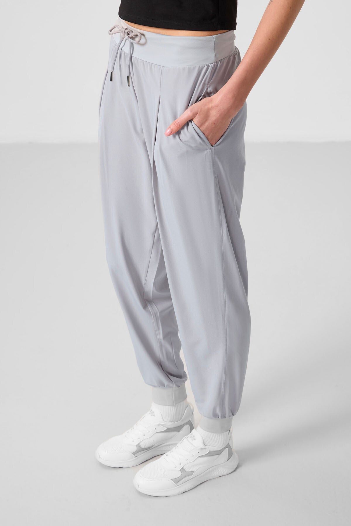 Stone Polyester Pocketed Standard Mold Women's Trousers - 94677
