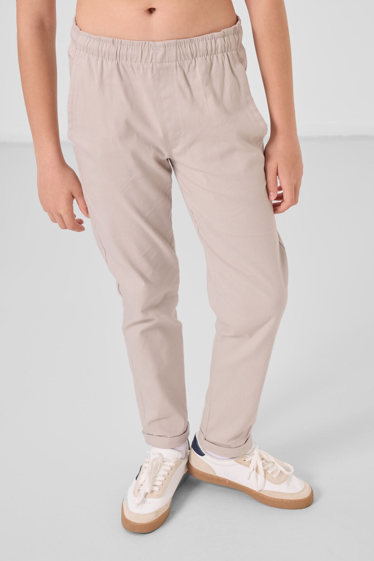 Stone Standard Fit Weaving Lightweight Flexible Chino Boys Trousers - 11272