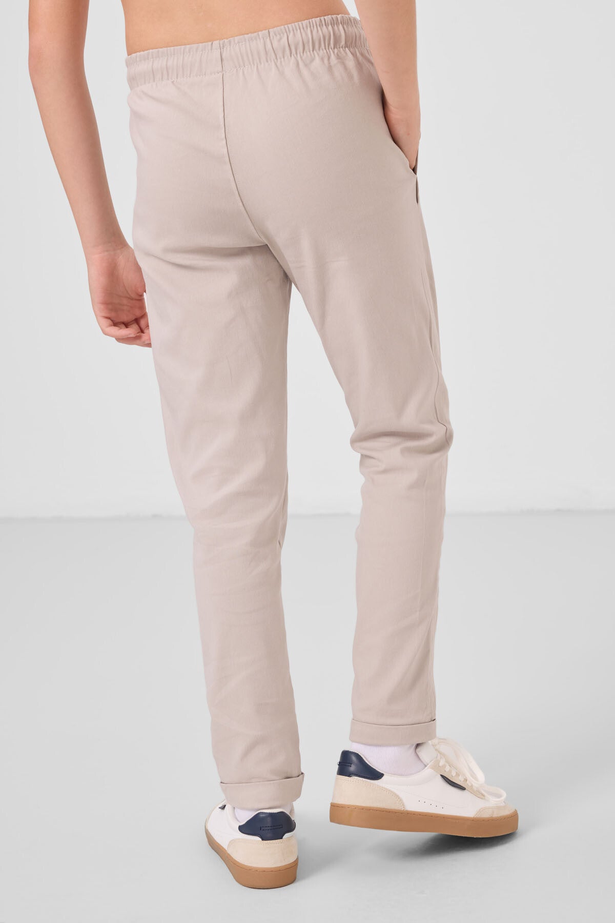 Stone Standard Fit Weaving Lightweight Flexible Chino Boys Trousers - 11272