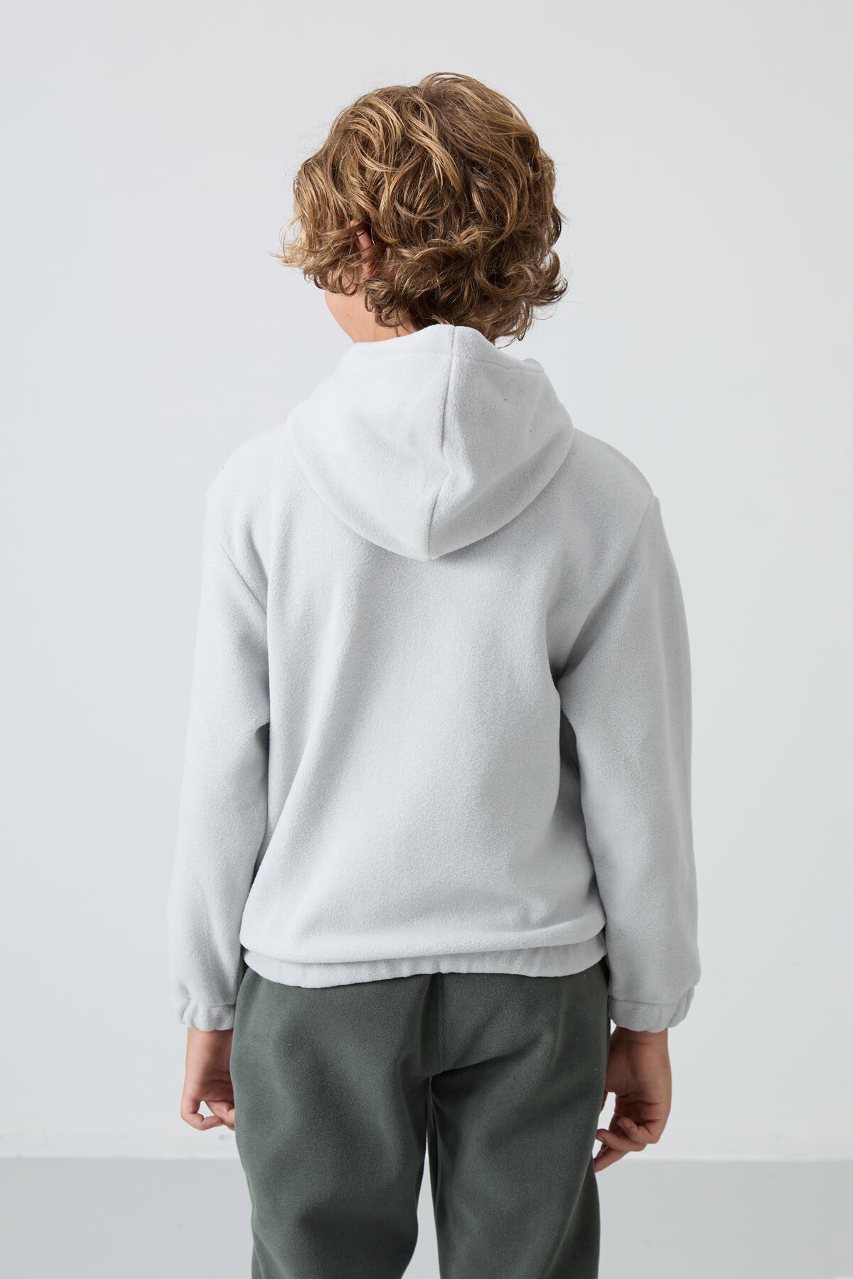 Thick Stone Soft Textured Standard Fit Embroidered Fleece Boys' Sweatshirt - 11230