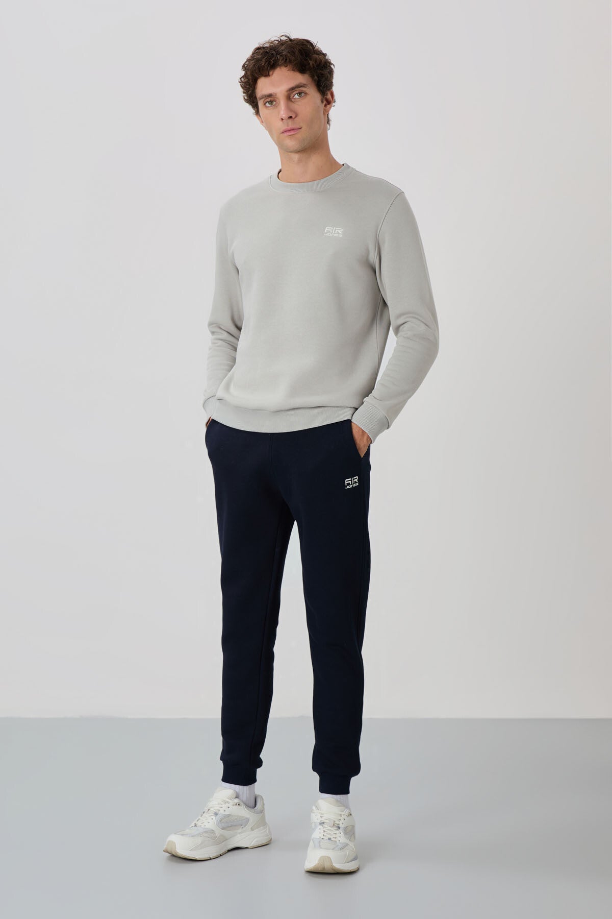 Andy Stone-Navy Blue Hooded Men's Tracksuit Set - 85190