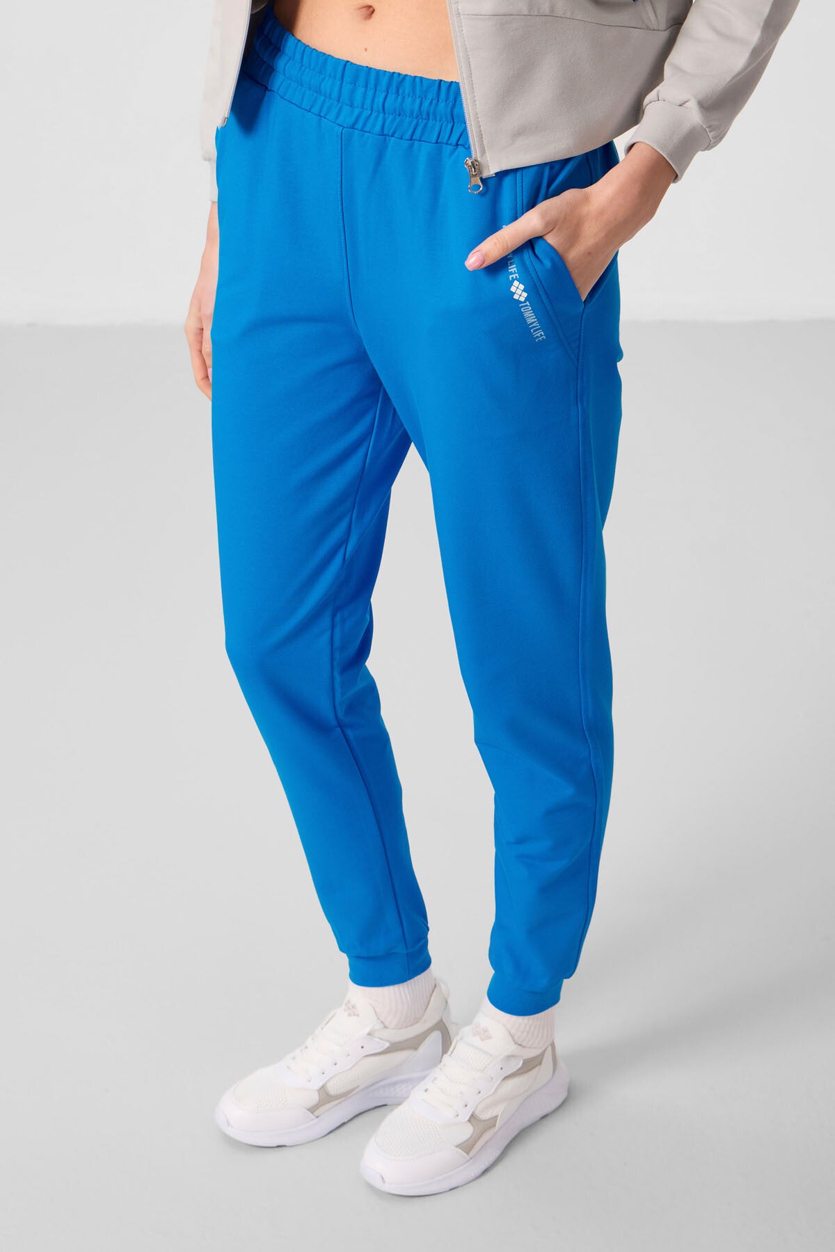 Stone-Hooded Zippered Oversize Women's Tracksuit Set - 95328