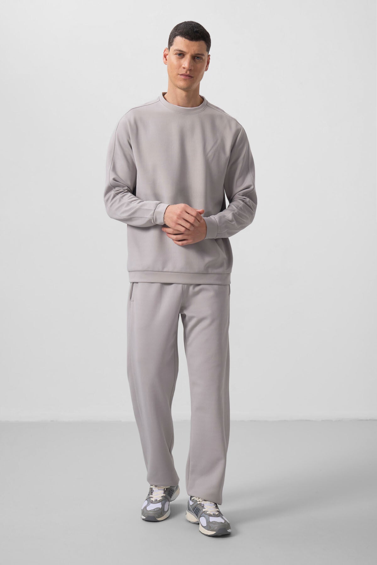 Textured Stone Surface Oversize Men's Tracksuit Set - 85275
