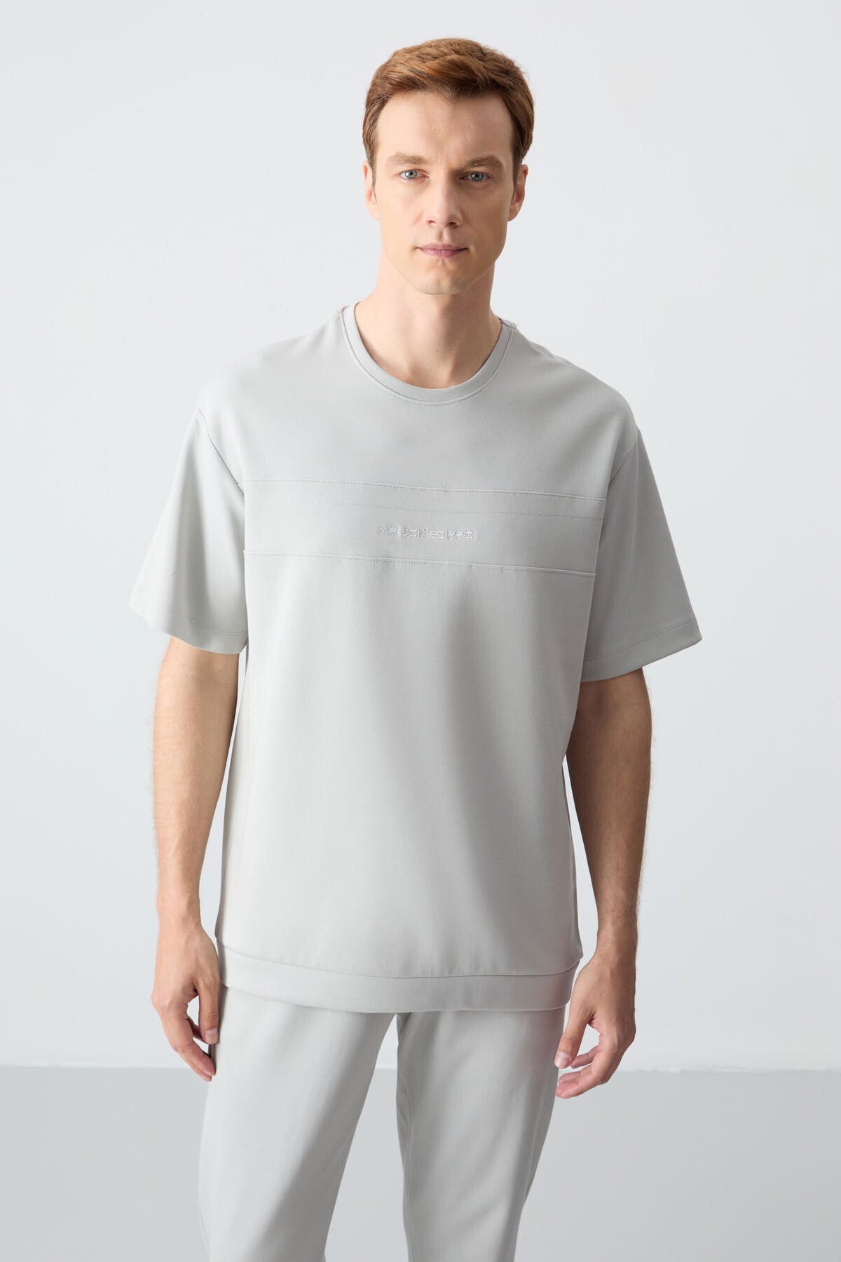 Stone Cotton Thick Soft Textured Oversize Fit Basic Men's Tracksuit Set - 85261