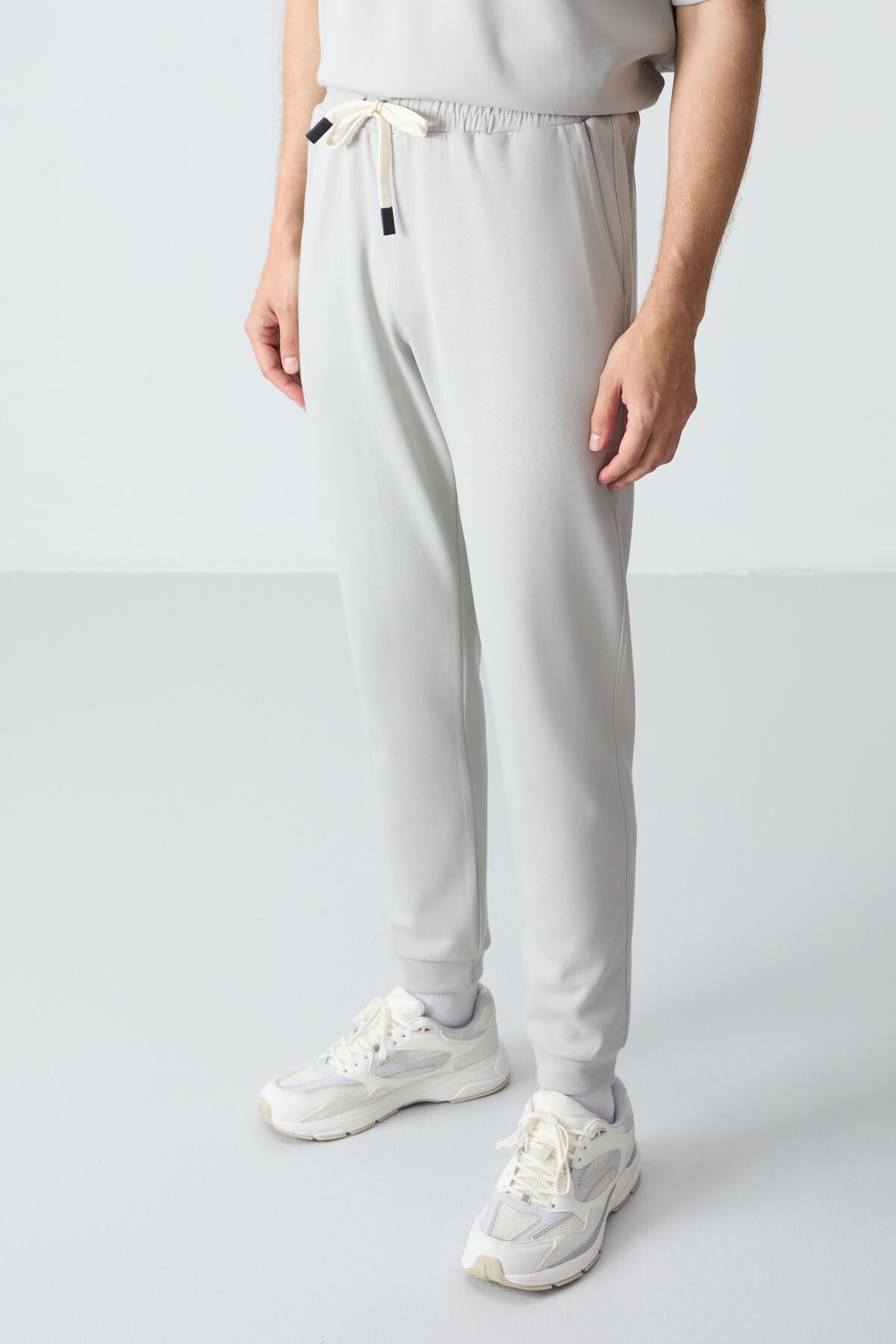 Stone Cotton Thick Soft Textured Oversize Fit Basic Men's Tracksuit Set - 85261