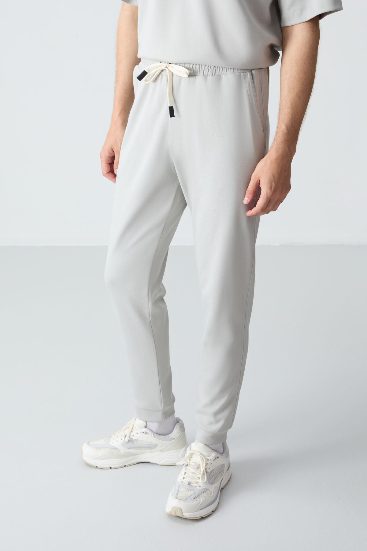 Stone Cotton Thick Soft Textured Oversize Fit Basic Men's Tracksuit Set - 85261