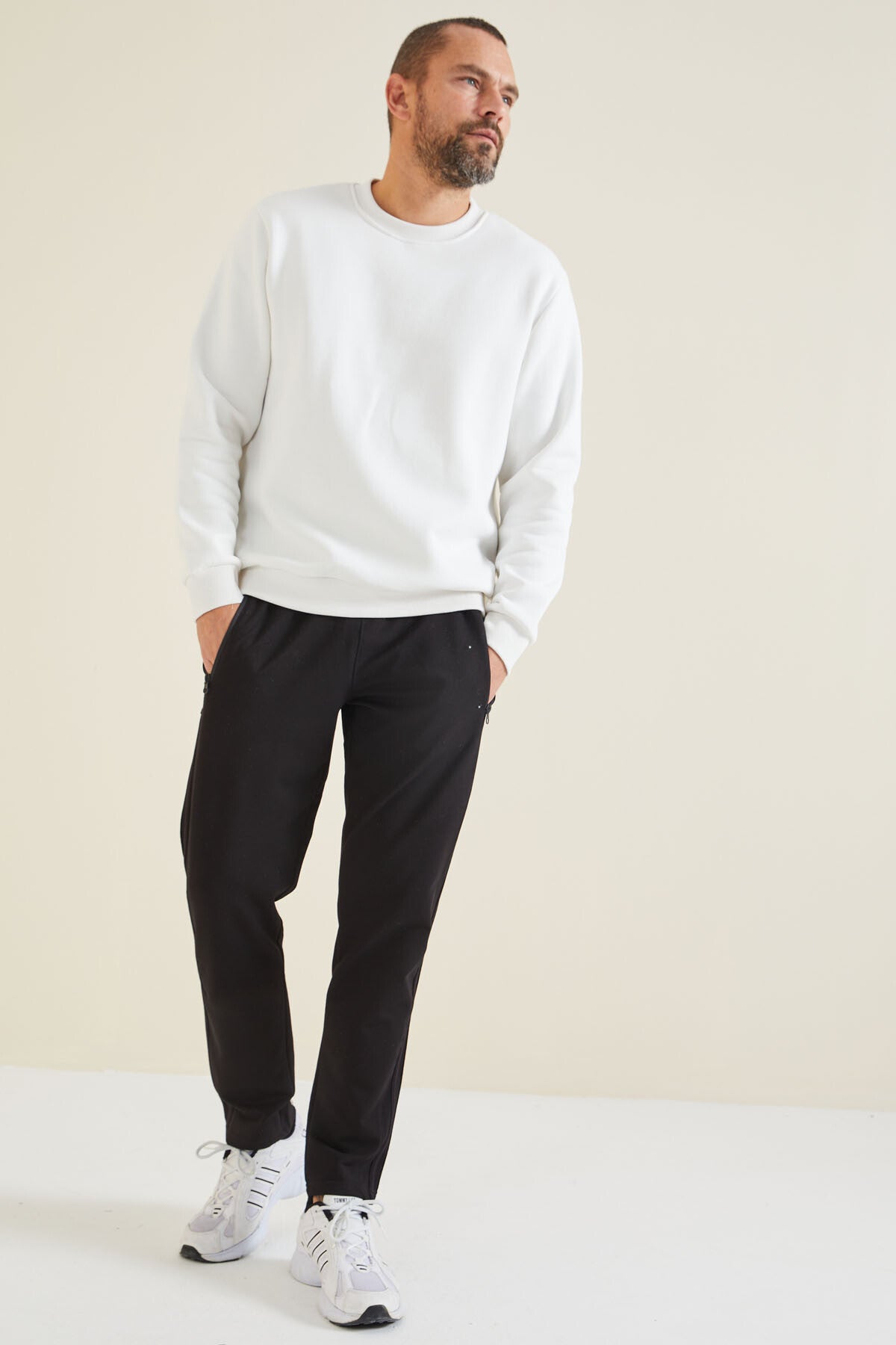 Black Printed Double Striped Slim Fit Jogger Men's Tracksuit Bottom - 84780