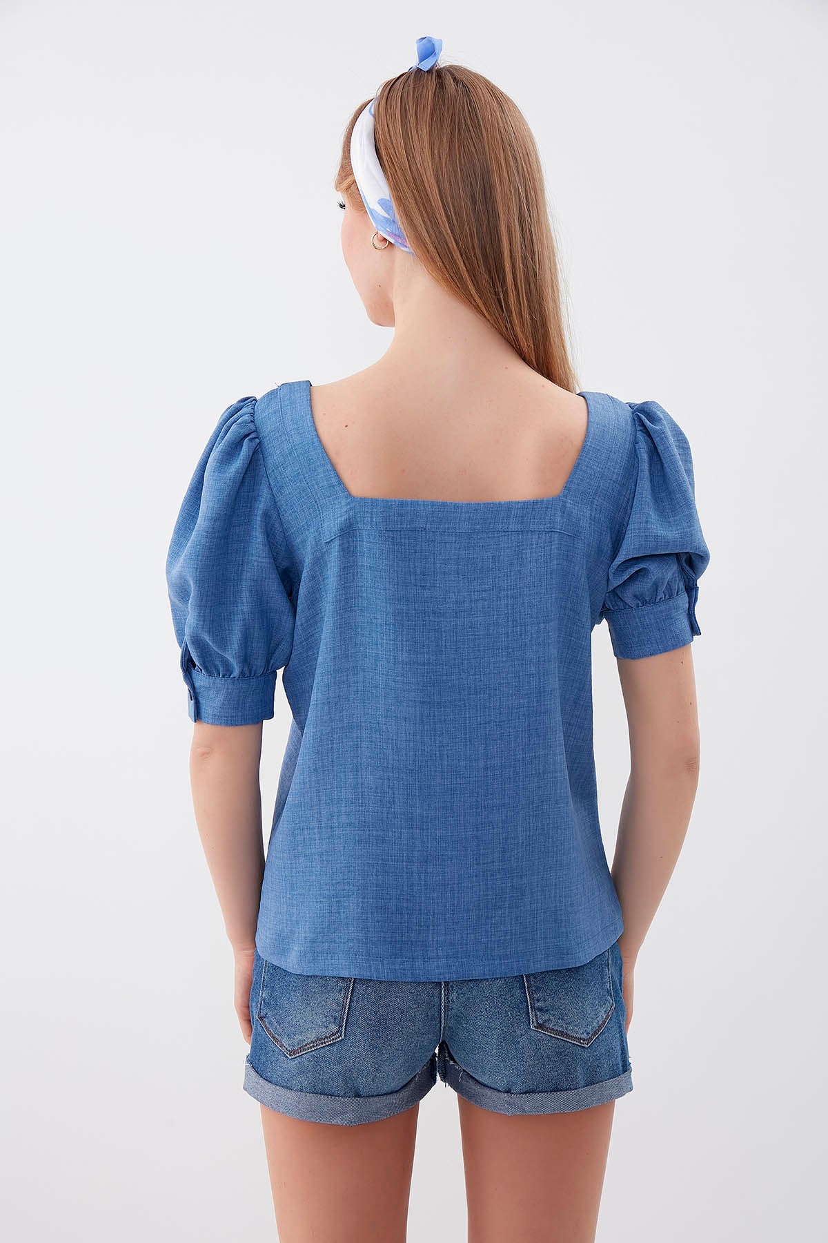 U-COLLAR LOOSE SLEEVE BUTTON BLOUSE