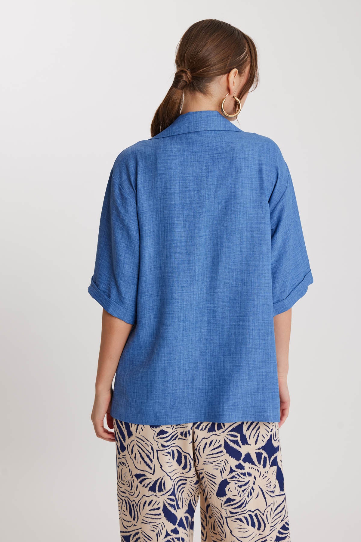 LONG COLLAR DETAILED LOW SHOULDER JACKET