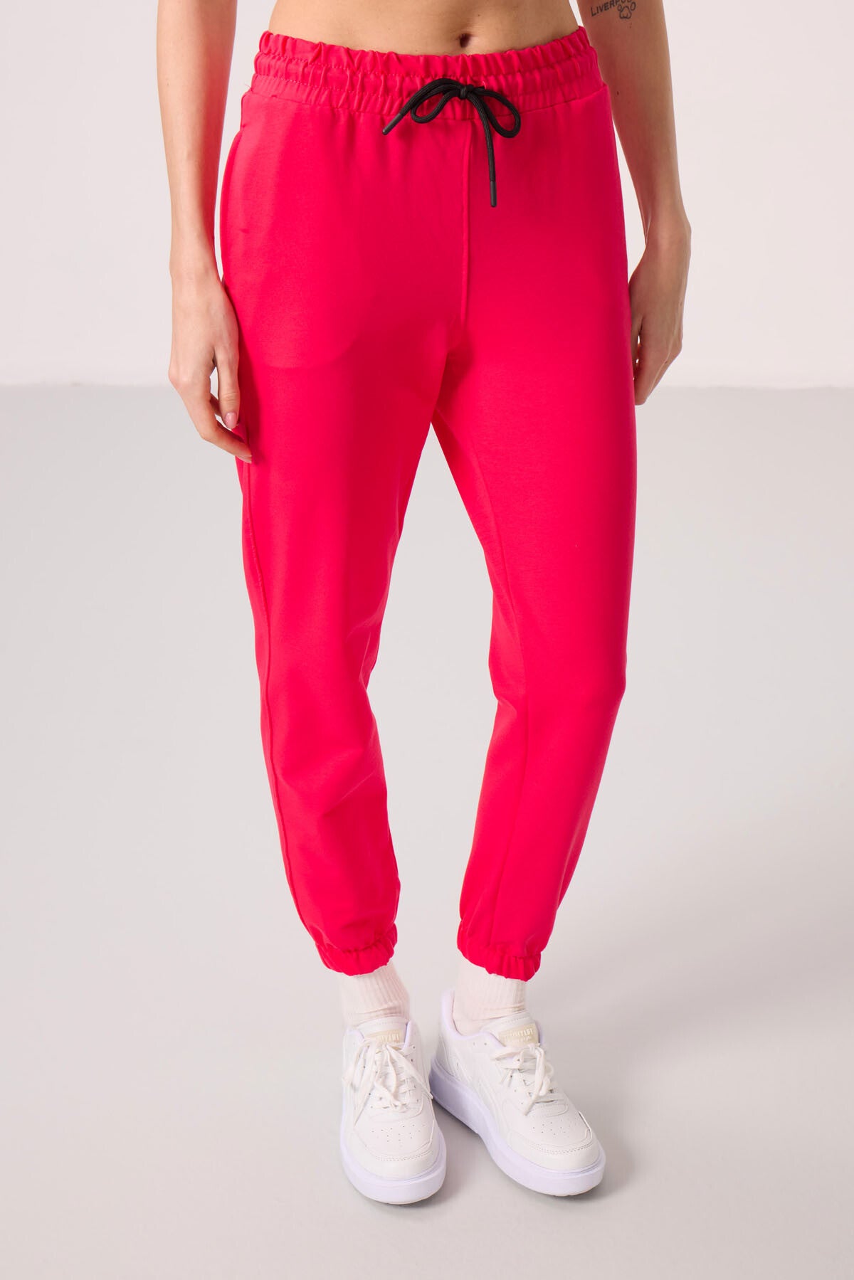Viva Red Stand Collar Zippered Comfort Fit Women's Tracksuit Tunic Set - 95345