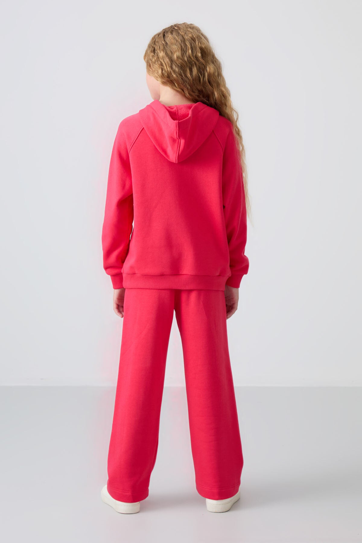 Viva Red Cotton Fleece-Lined Soft Textured Standard Fit Embroidered Girls' Tracksuit Set - 75162