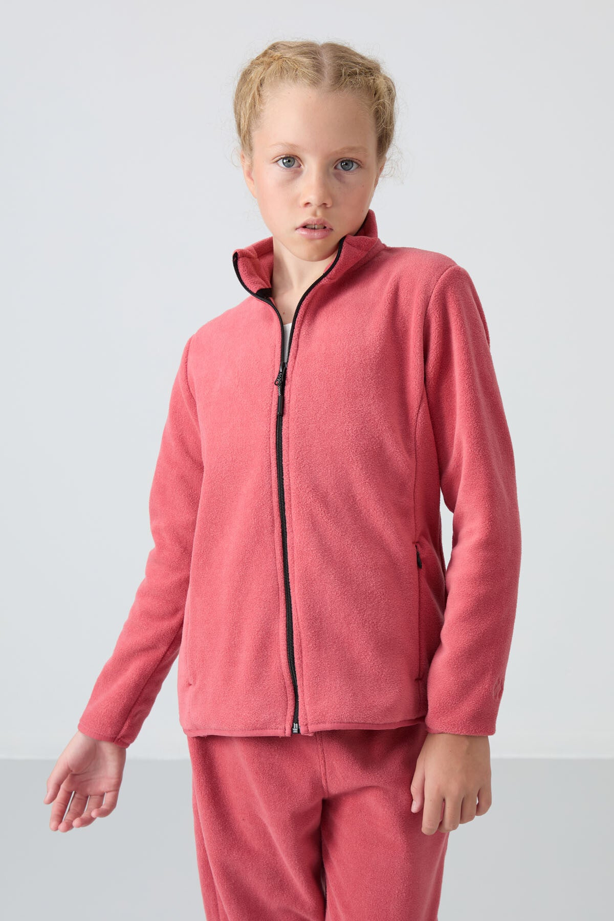 Wild Rose Thick Soft Textured Standard Fit Embroidered Fleece Girls' Sweatshirt - 75154