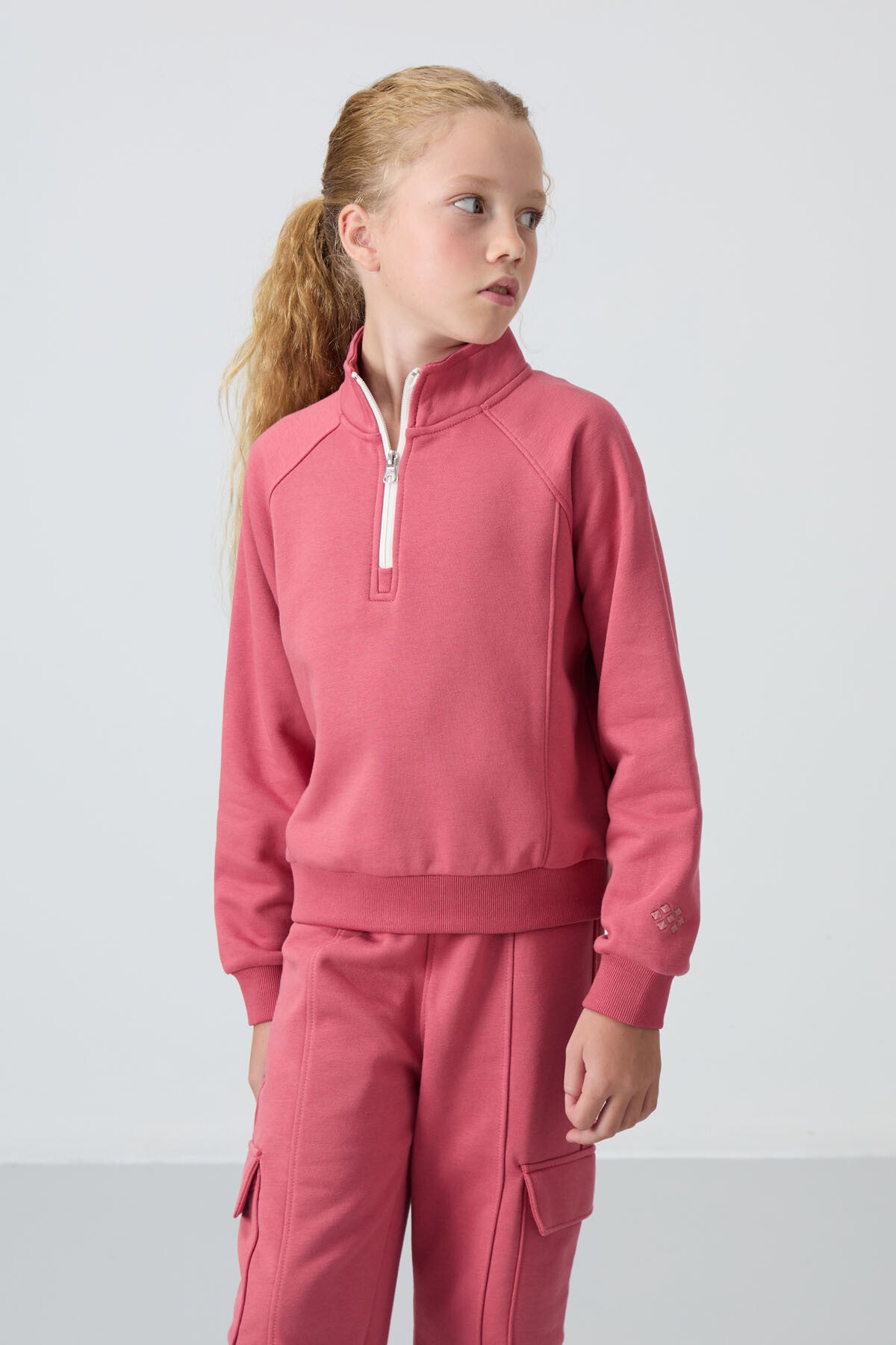 Wild Rose Cotton Fleece-Lined Soft Textured Standard Fit Embroidered Girls' Tracksuit Set - 75159