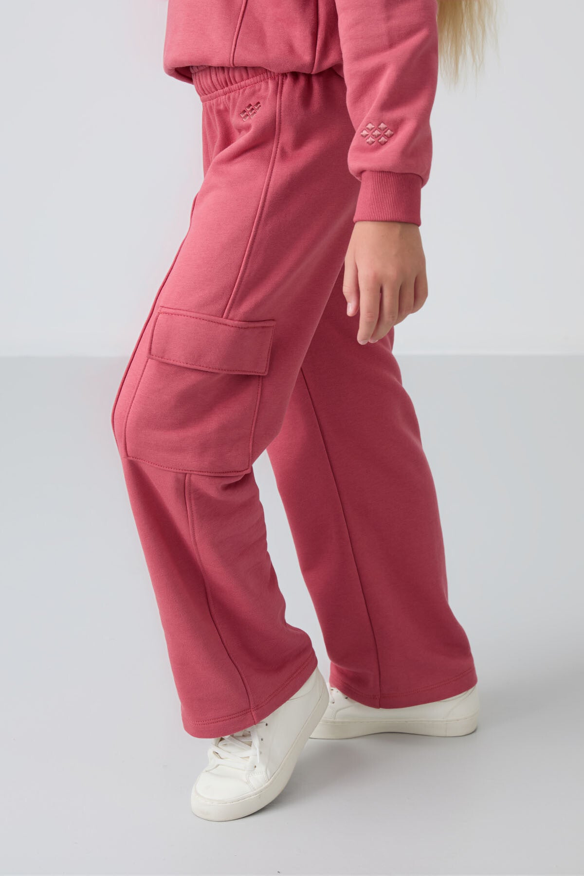 Wild Rose Cotton Fleece-Lined Soft Textured Standard Fit Embroidered Girls' Tracksuit Set - 75159