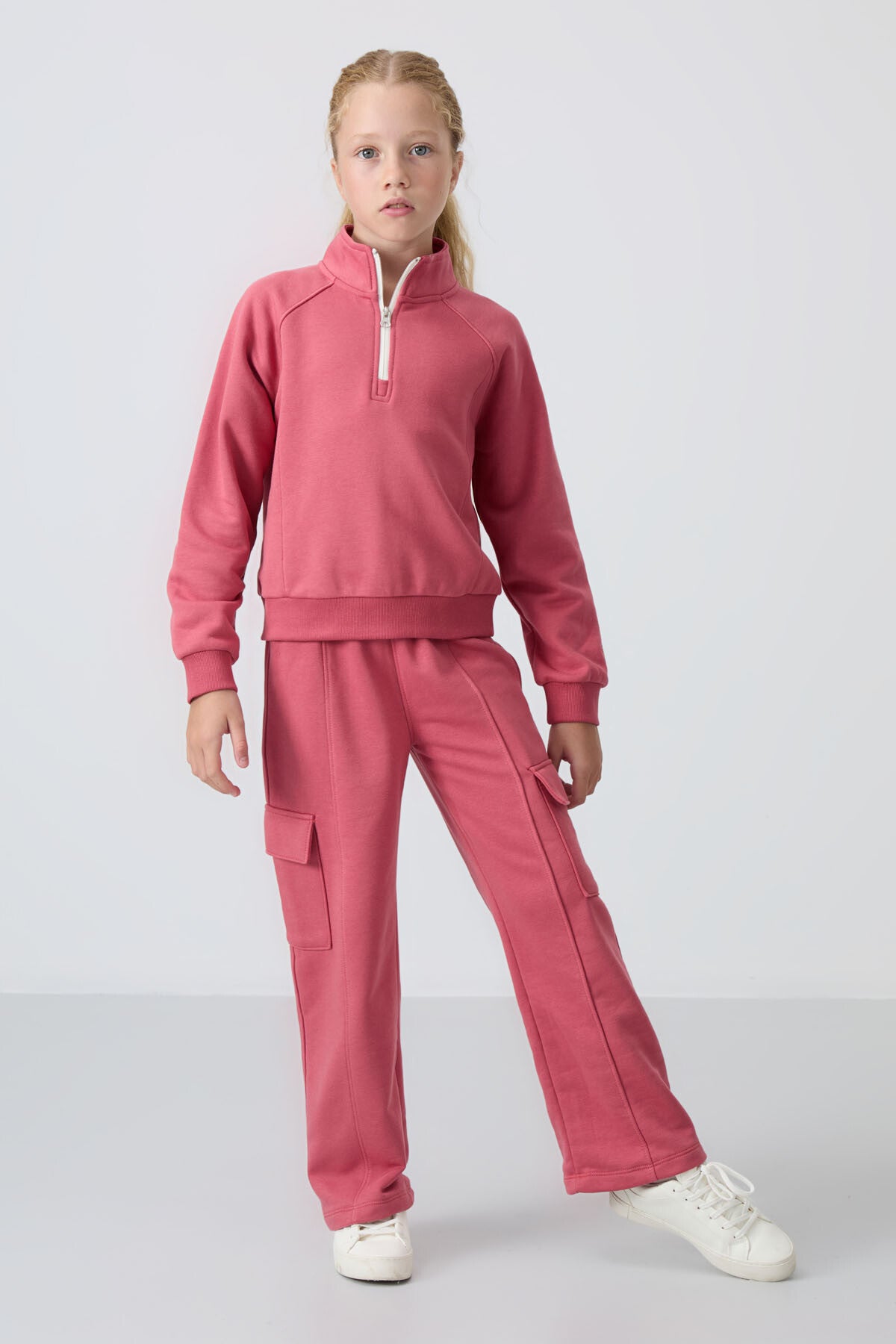 Wild Rose Cotton Fleece-Lined Soft Textured Standard Fit Embroidered Girls' Tracksuit Set - 75159