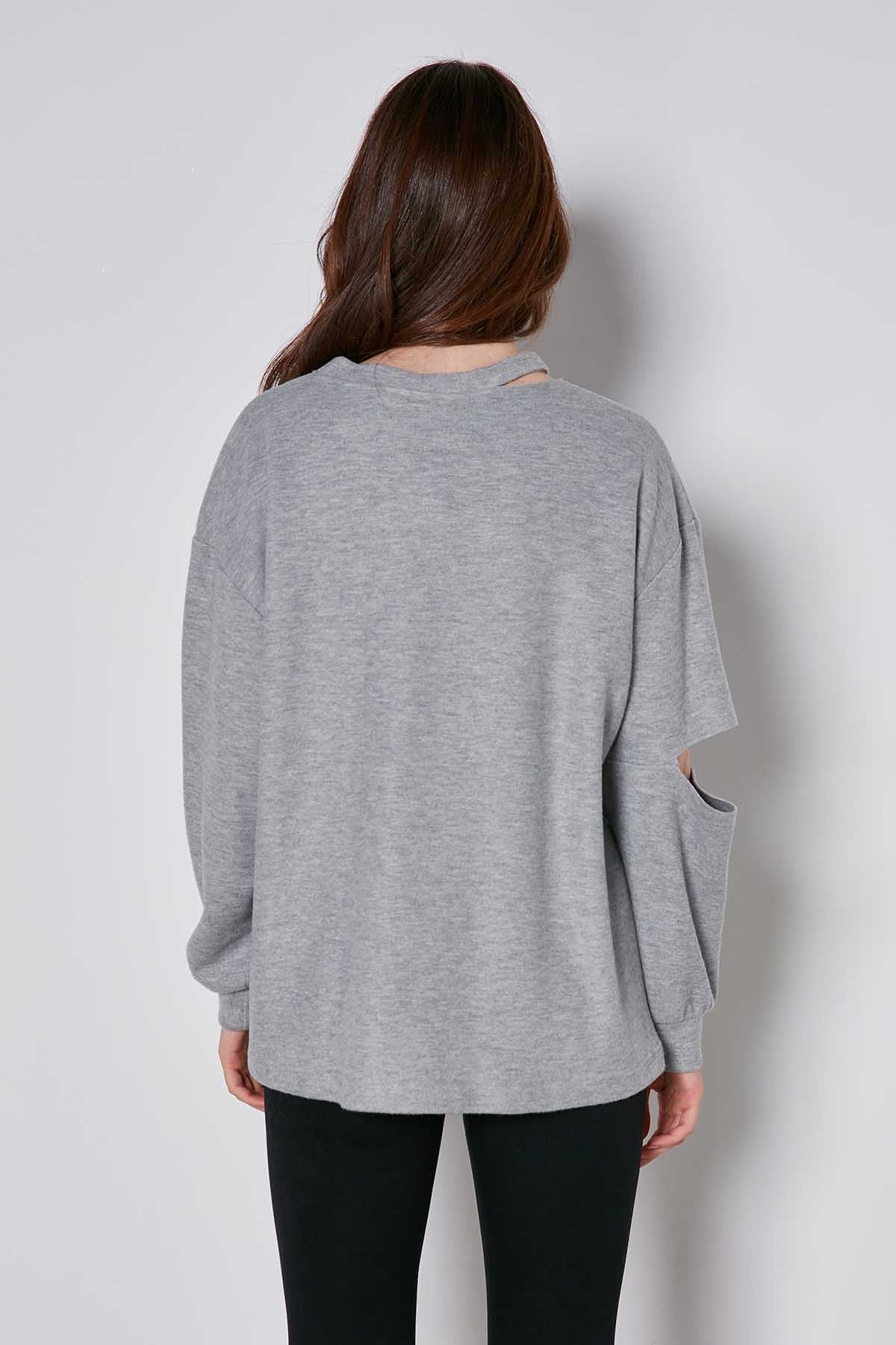 SPLIT COLLAR AND ARMS SWEATSHIRT