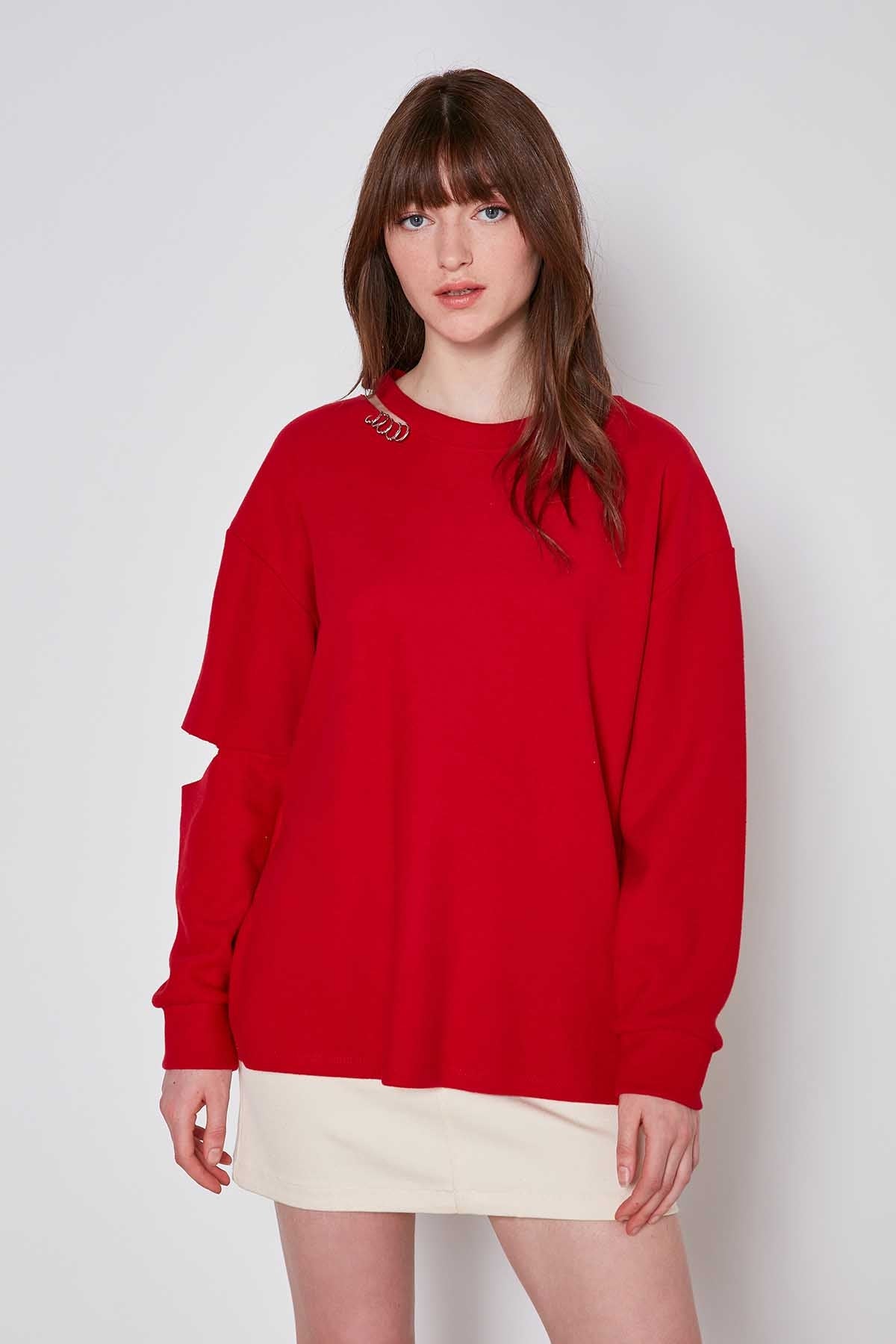 SPLIT COLLAR AND ARMS SWEATSHIRT