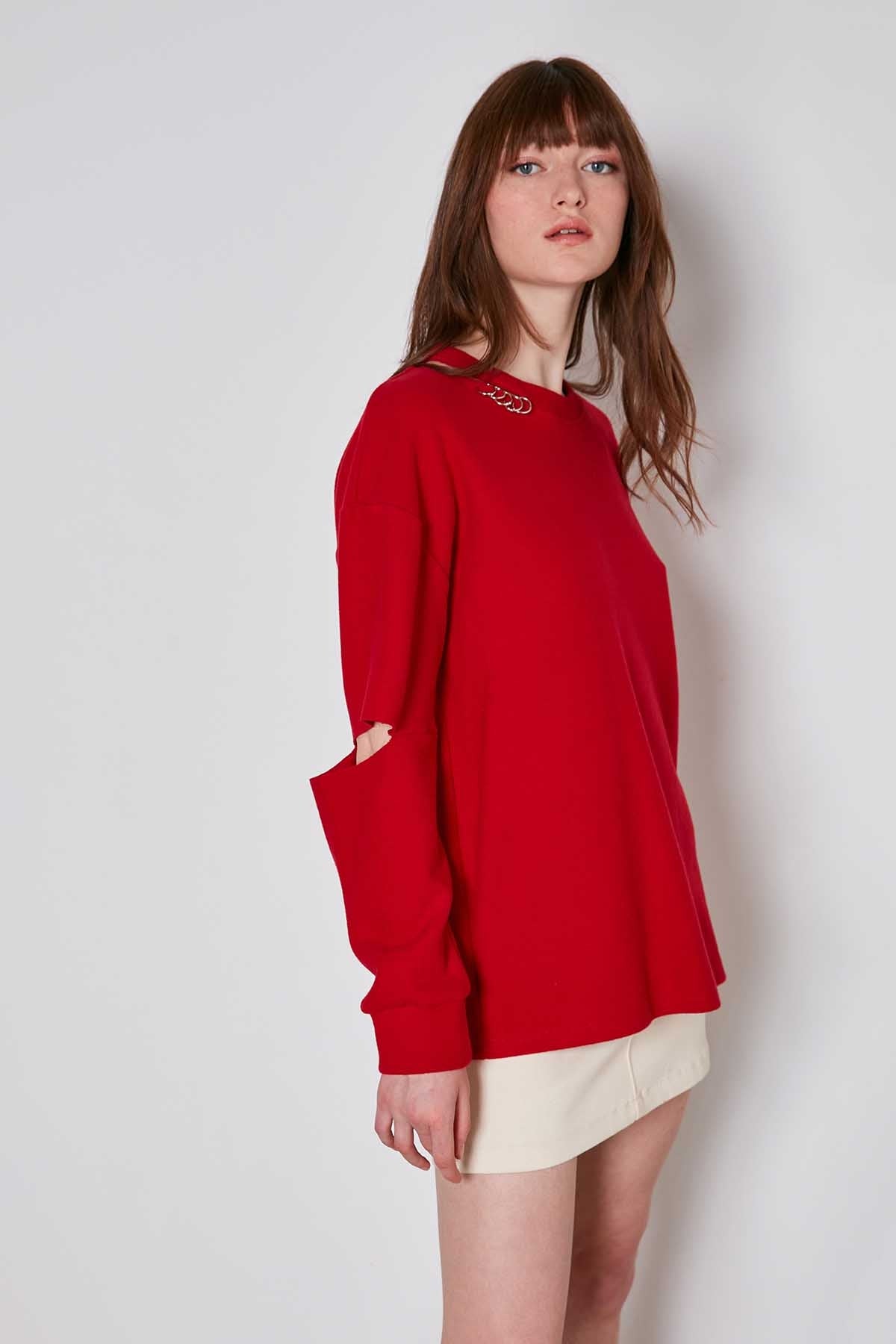 SPLIT COLLAR AND ARMS SWEATSHIRT