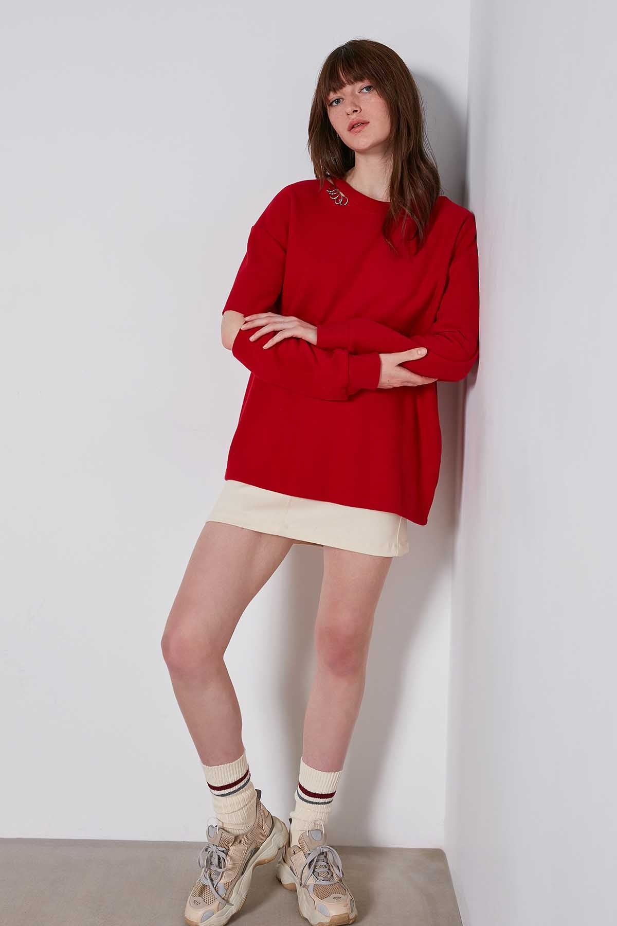 SPLIT COLLAR AND ARMS SWEATSHIRT