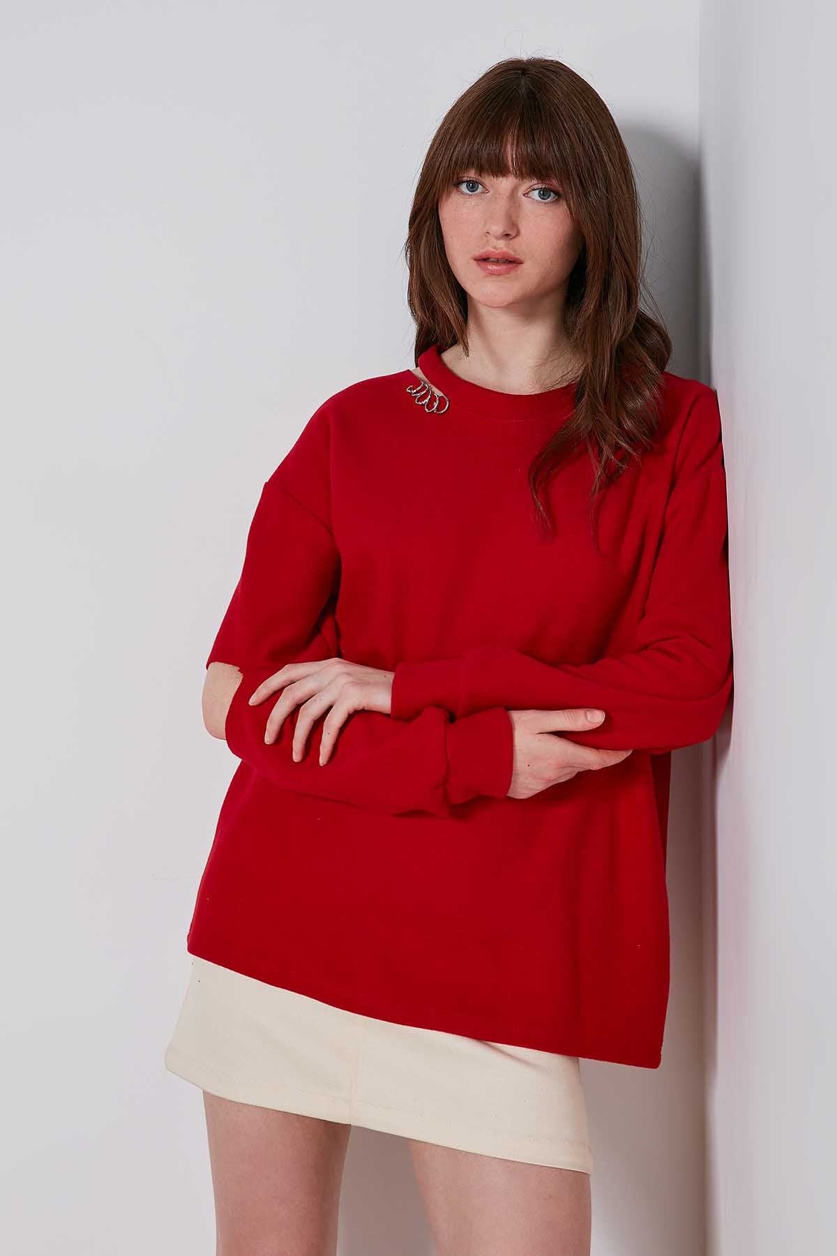 SPLIT COLLAR AND ARMS SWEATSHIRT