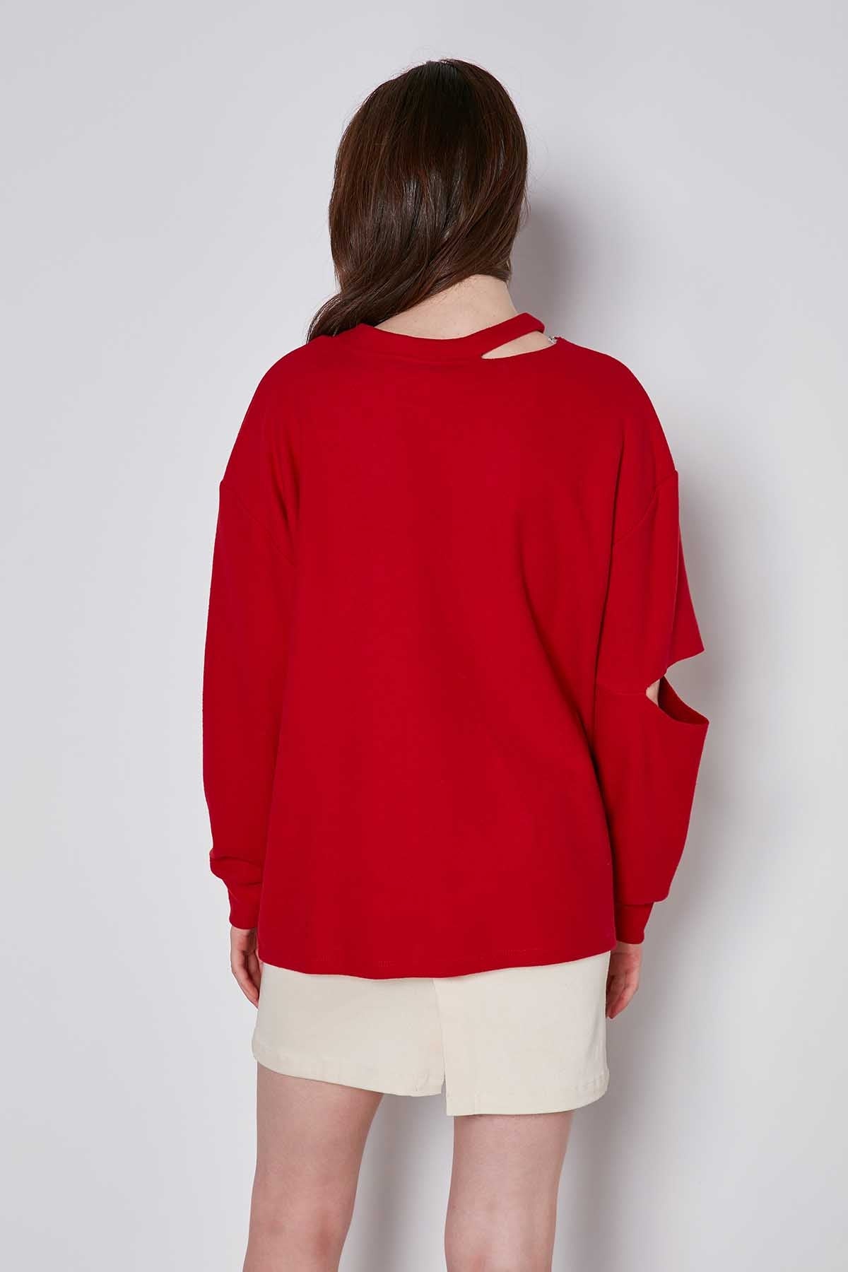 SPLIT COLLAR AND ARMS SWEATSHIRT