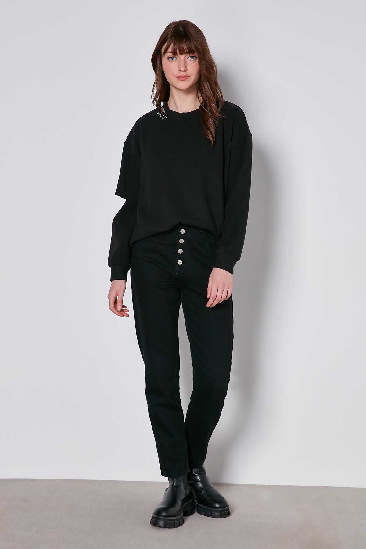 SPLIT COLLAR AND ARMS SWEATSHIRT