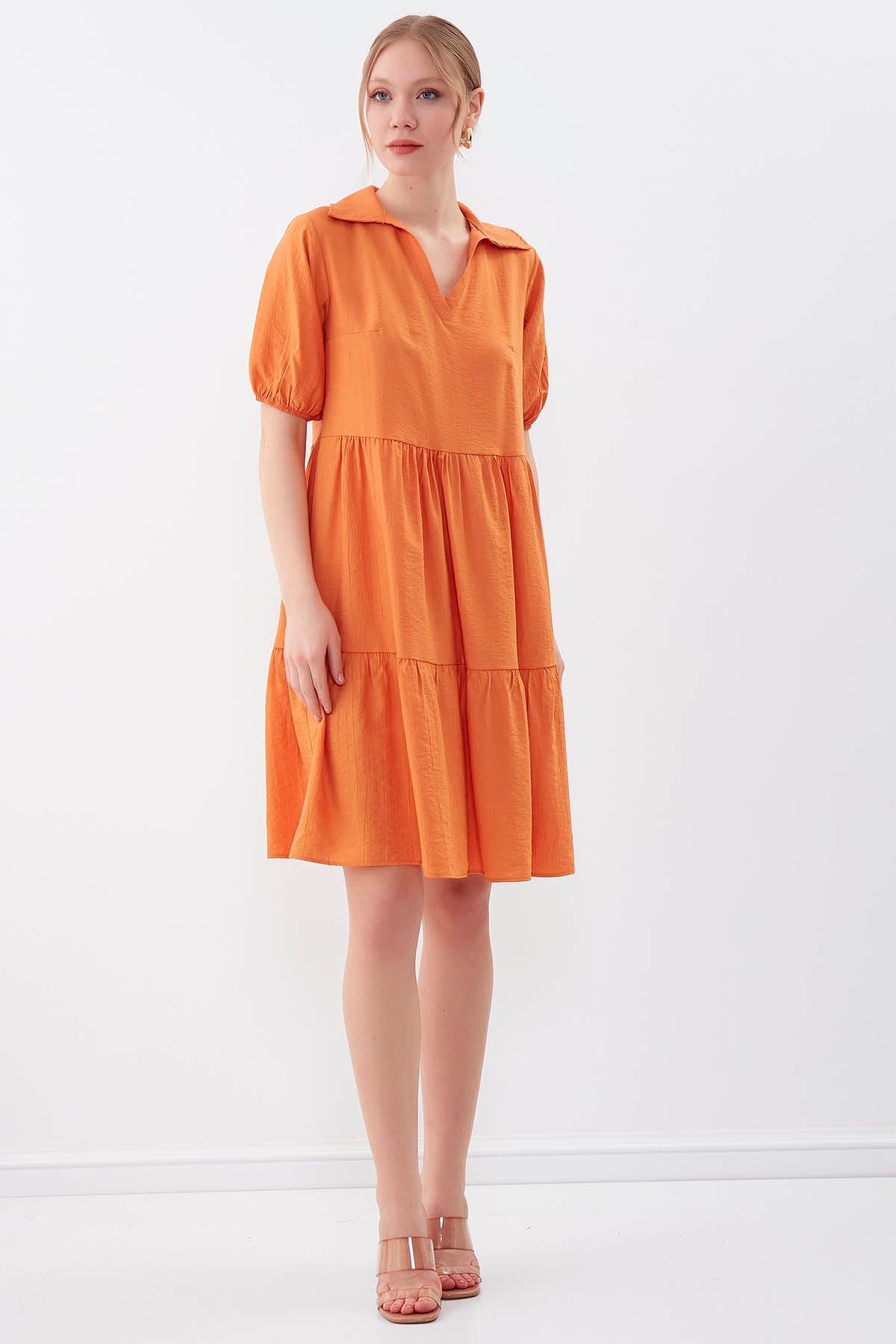 COLLARED LOOSE SLEEVE DRESS