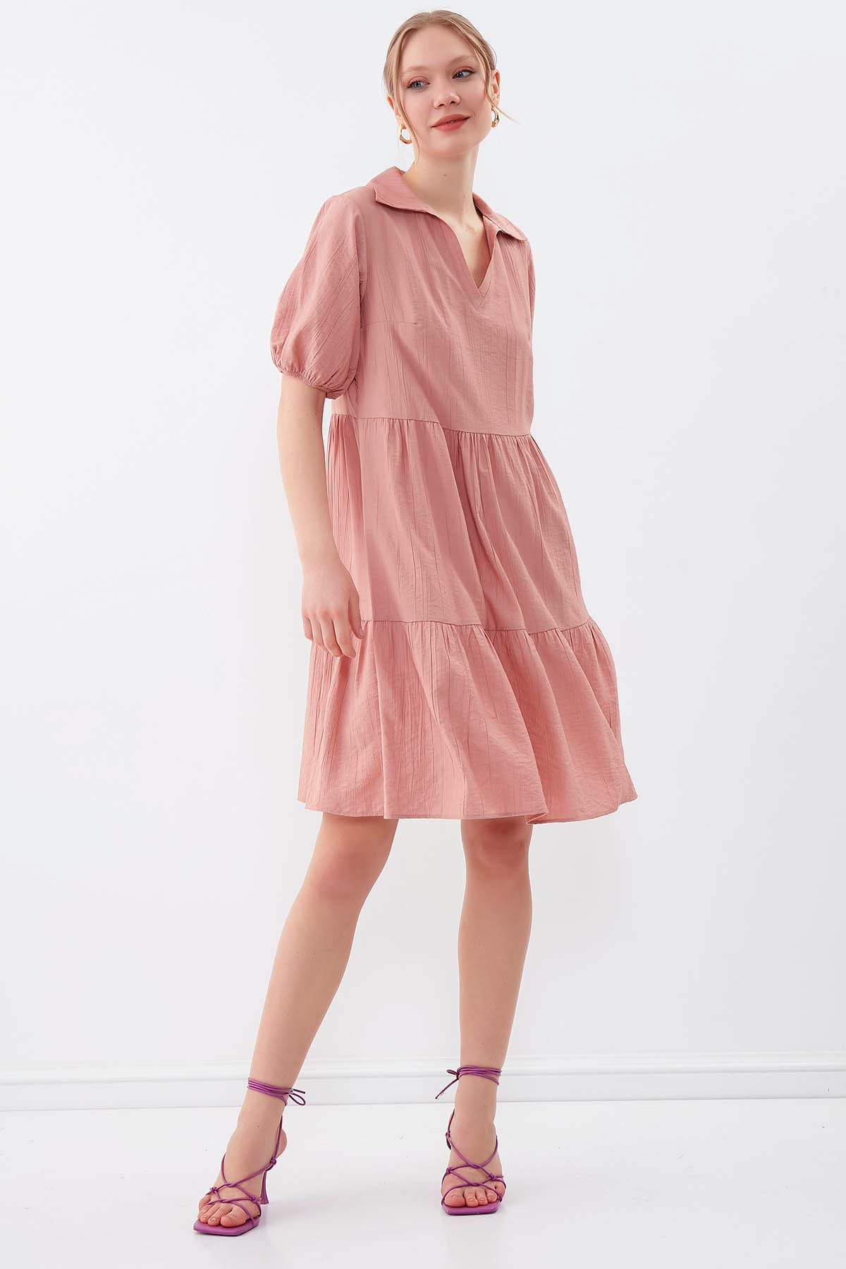 COLLARED LOOSE SLEEVE DRESS