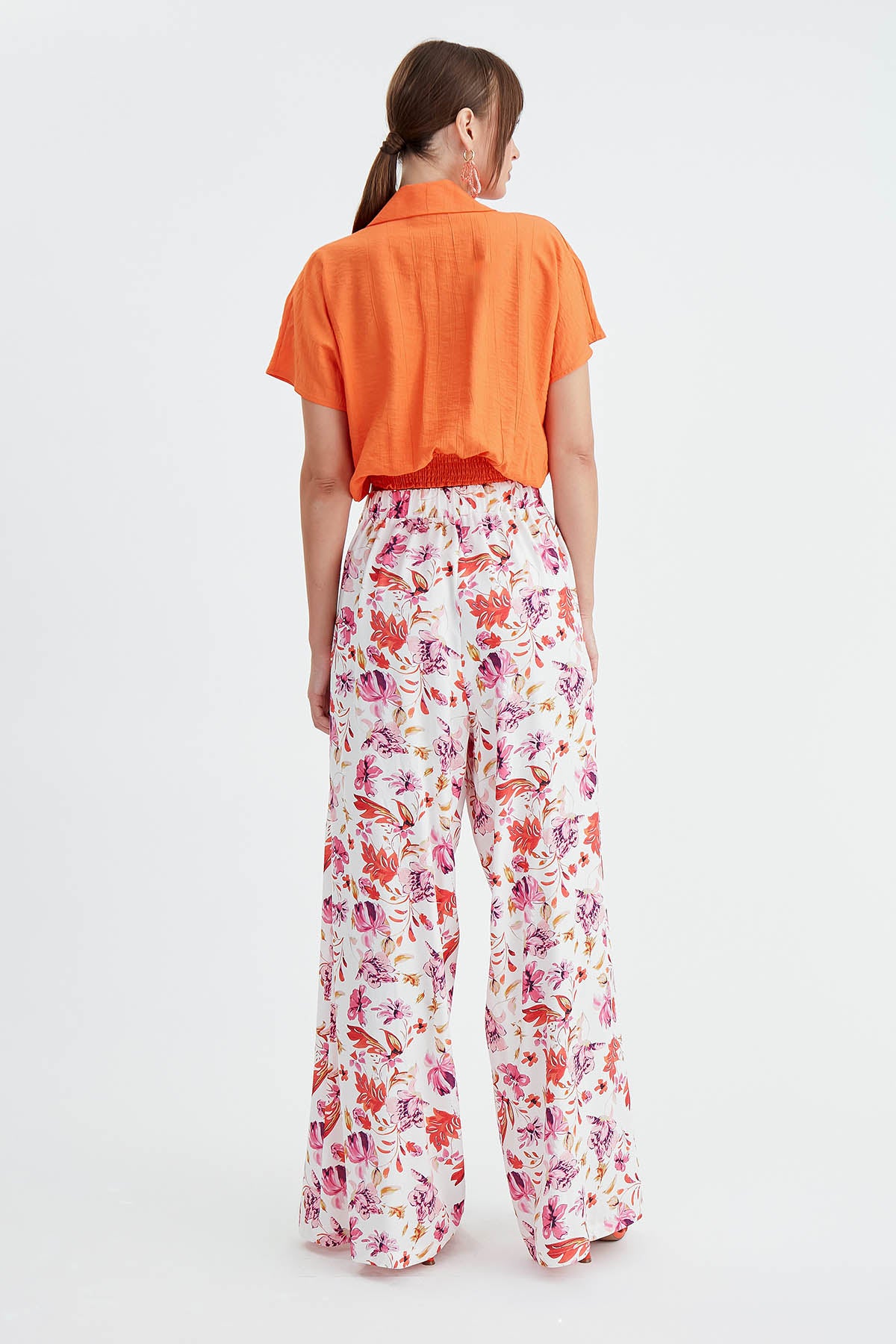 TROUSERS WITH FLOWERS, WAIST-BINDING
