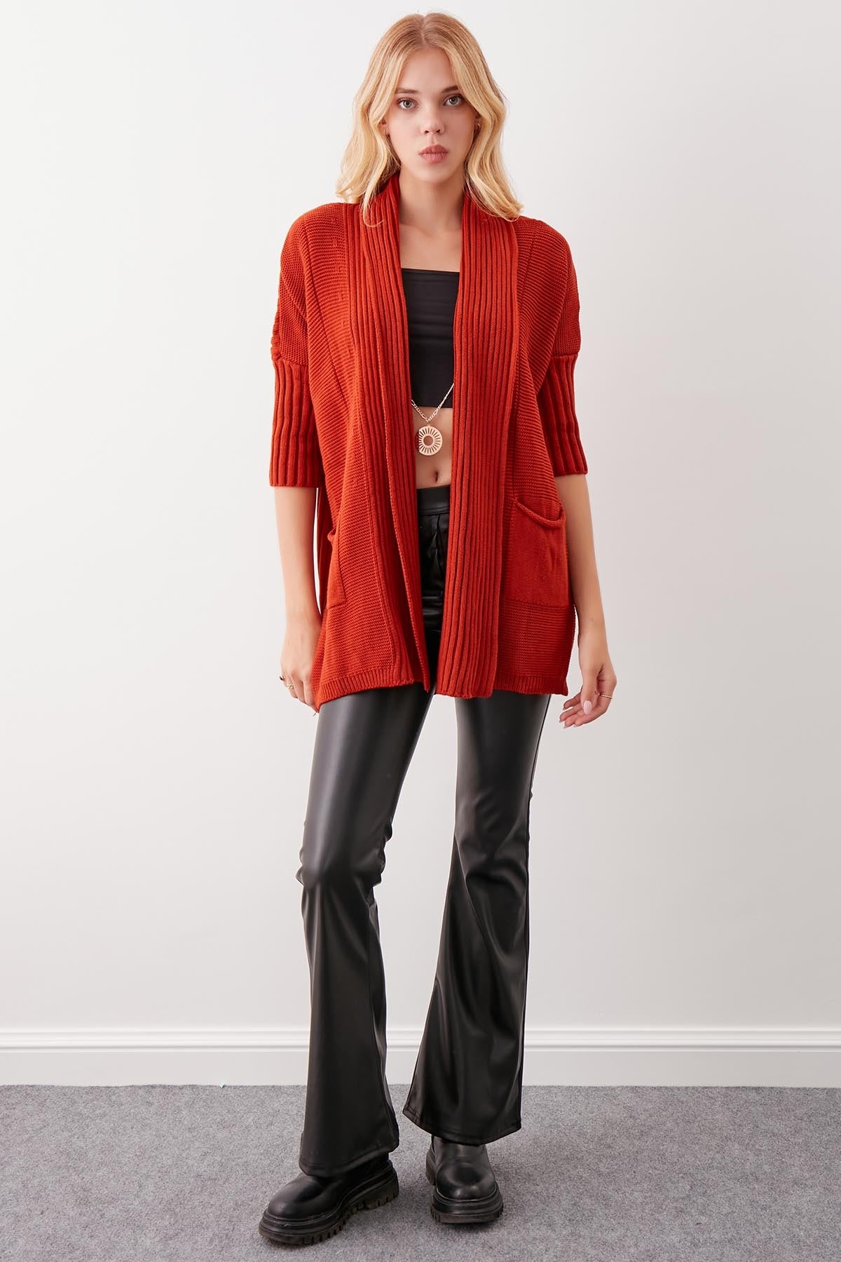 BAT SLEEVE LOOSE KNITTED CARDIGAN
