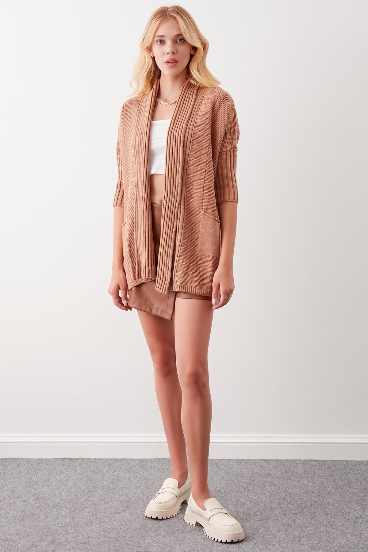 BAT SLEEVE LOOSE KNITTED CARDIGAN