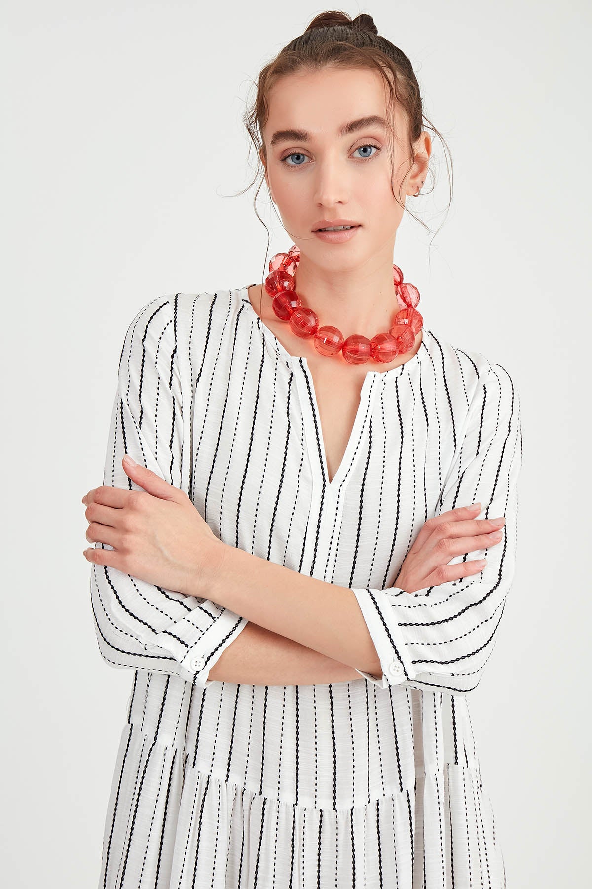 LONG DRESS WITH LAYERED LINES