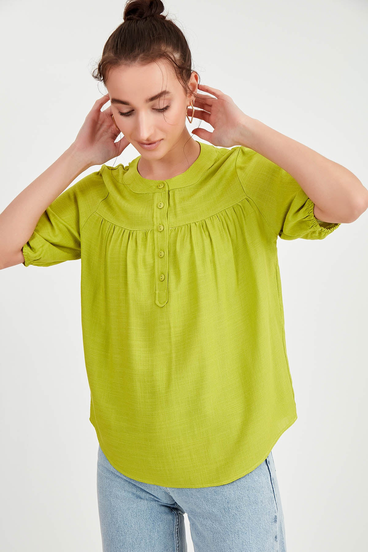 VISCOSE LINEN BLOUSE
