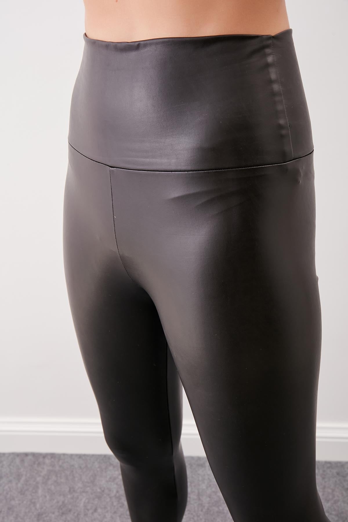 HIGH-BAND FAUX LEATHER TIGHTS